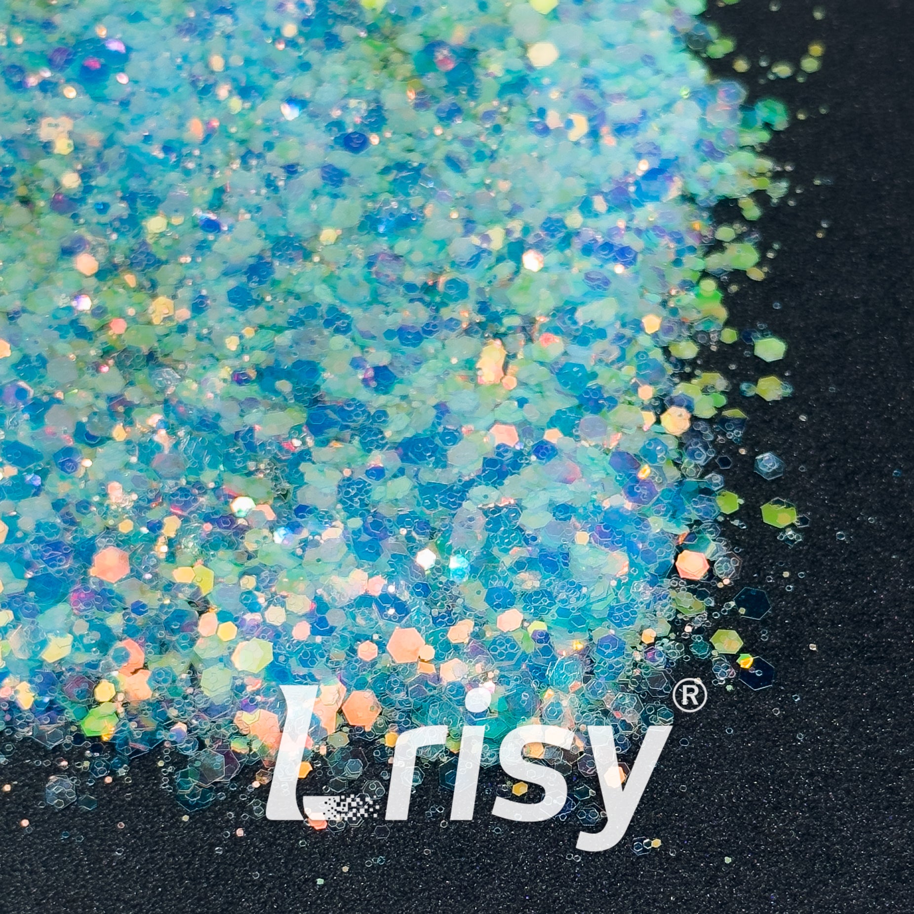 General Mixed Iridescent Blue Glitter Hexagon Shaped GL11