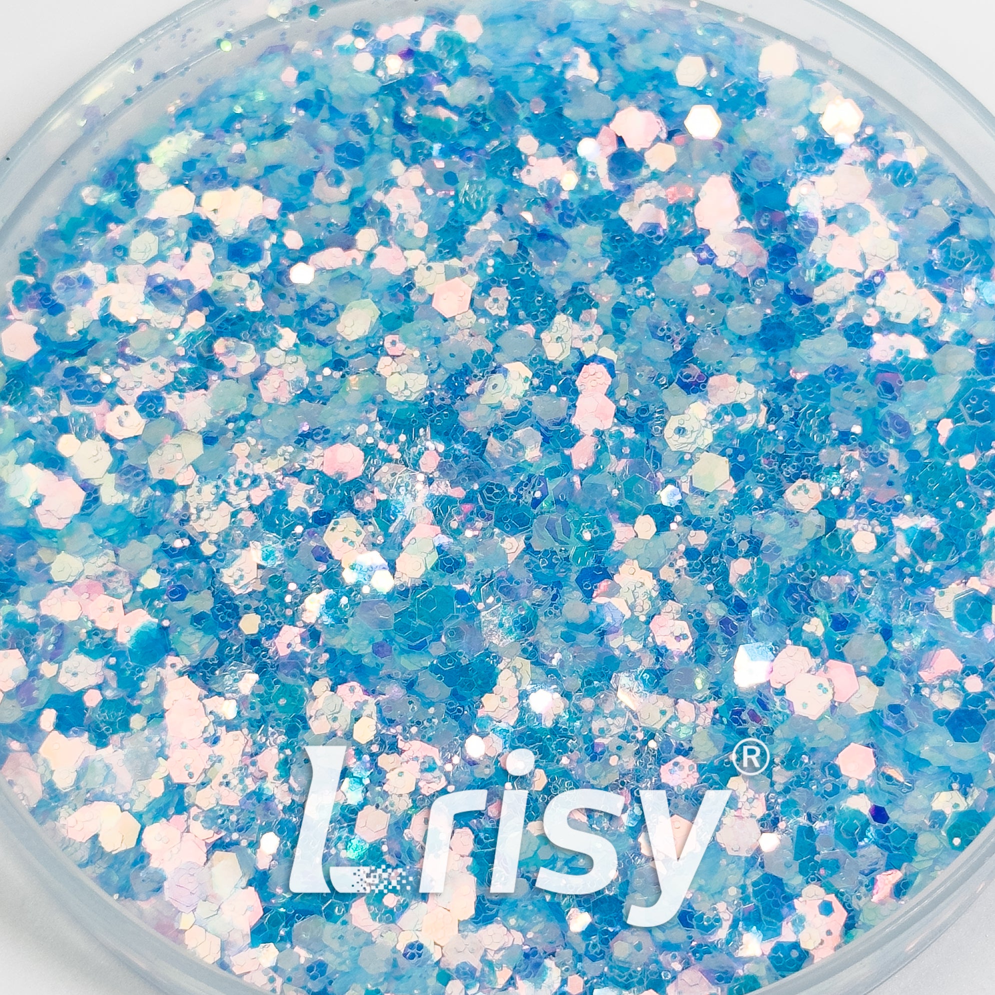 General Mixed Iridescent Blue Glitter Hexagon Shaped GL11