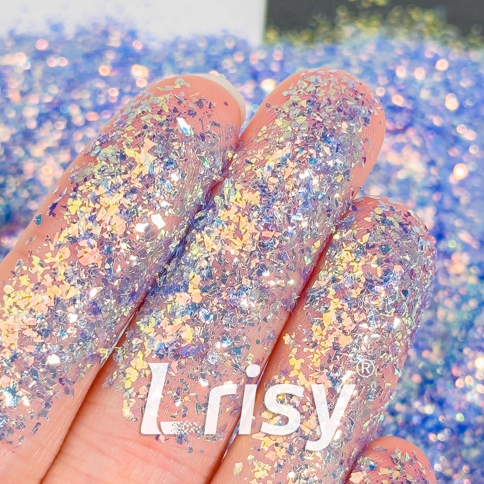 Iridescent Cellophane Glitter Shards (Flakes) High Brightness Blue F337AR 2x2