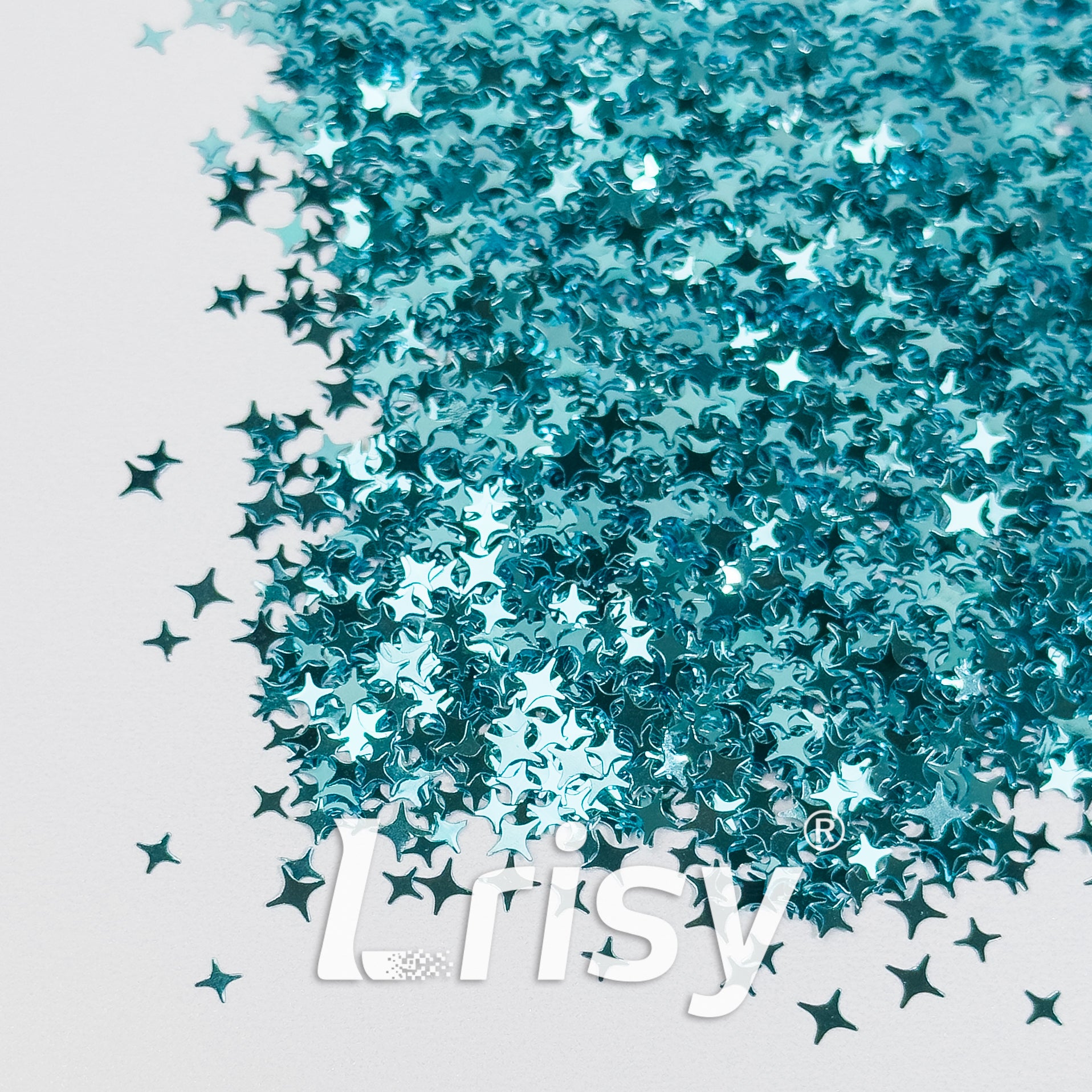 3/4/5mm Four Pointed Star Mixed Sky Blue Glitter B0711