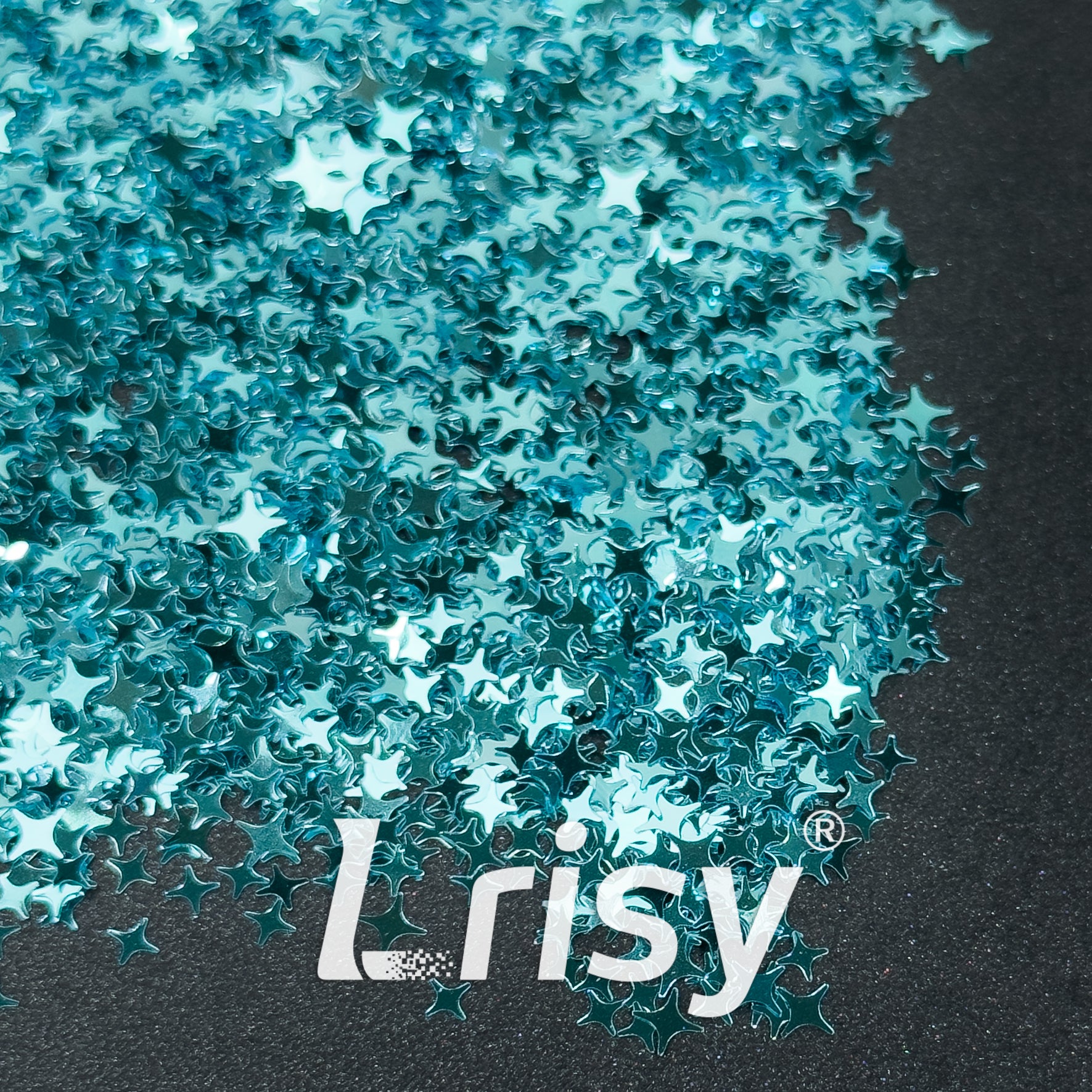 3/4/5mm Four Pointed Star Mixed Sky Blue Glitter B0711