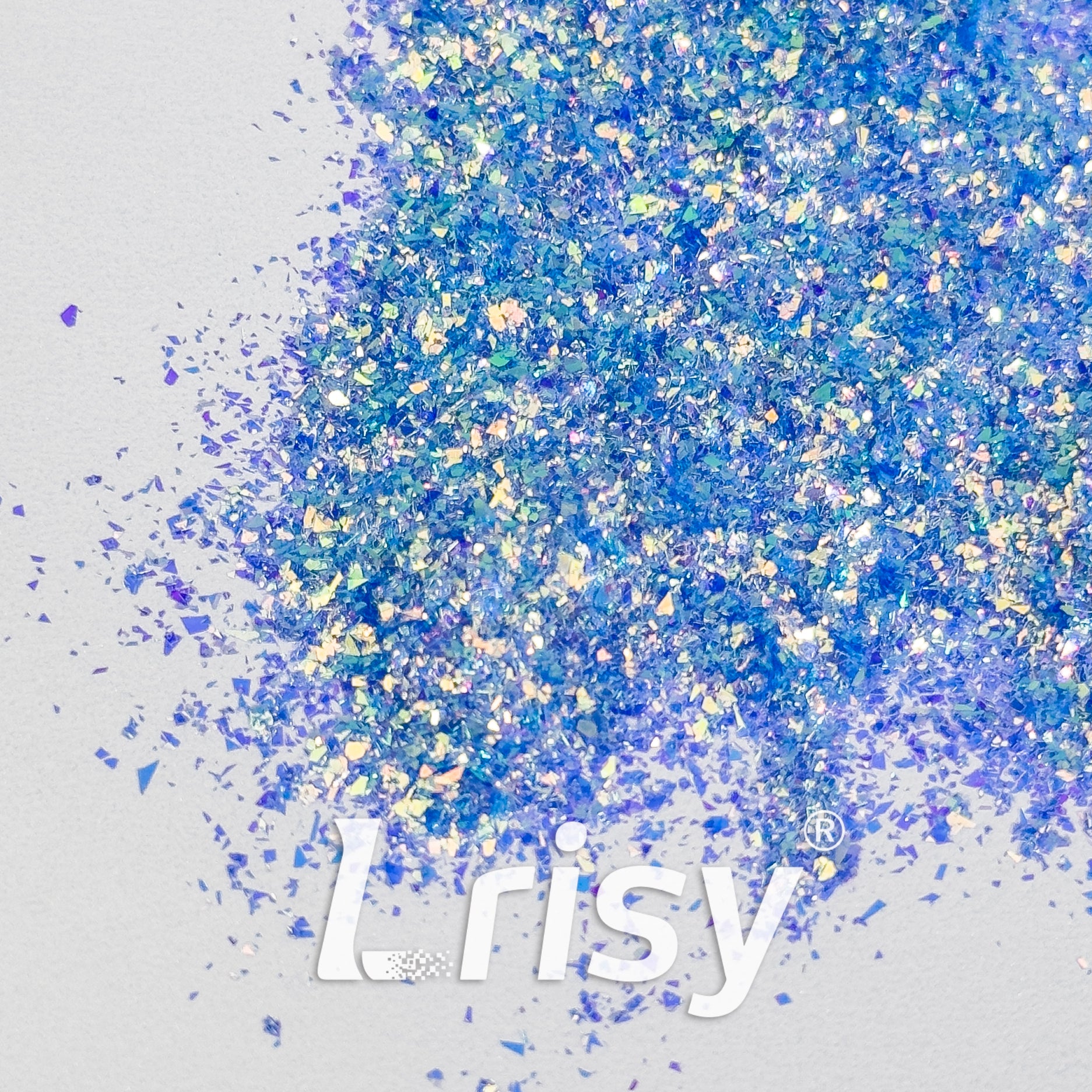 Iridescent Cellophane Glitter Shards (Flakes) High Brightness Blue F337R  2x2