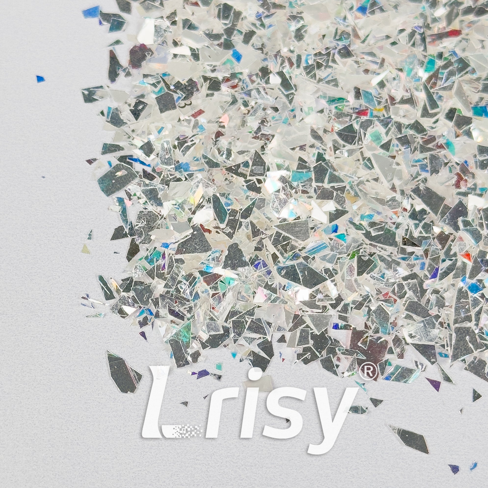 Diamond Mirror Silver Cellophane Glitter (High Brightness) Flakes Shard GSY001 4x4