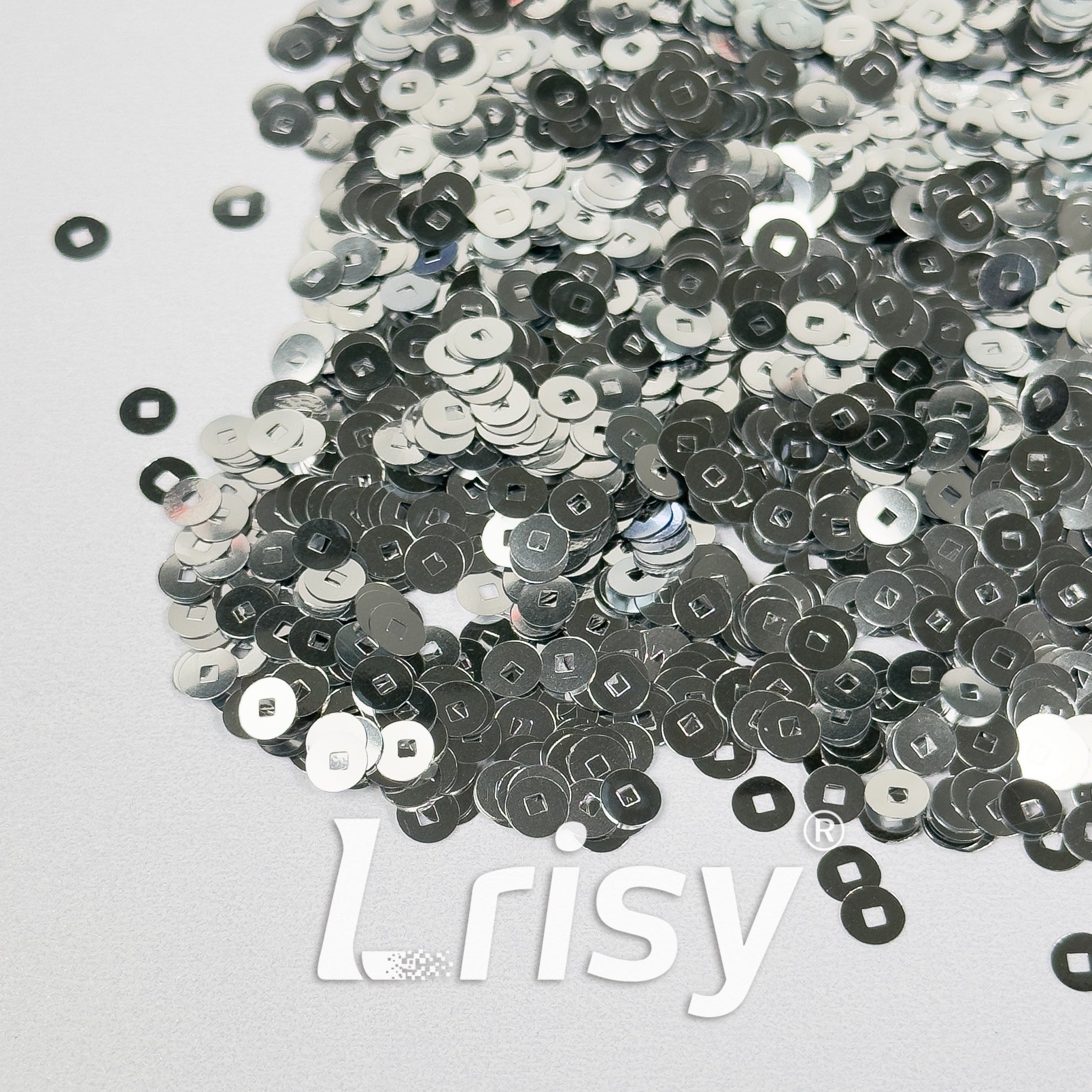 4mm Hollow Round Silver Glitter B0100