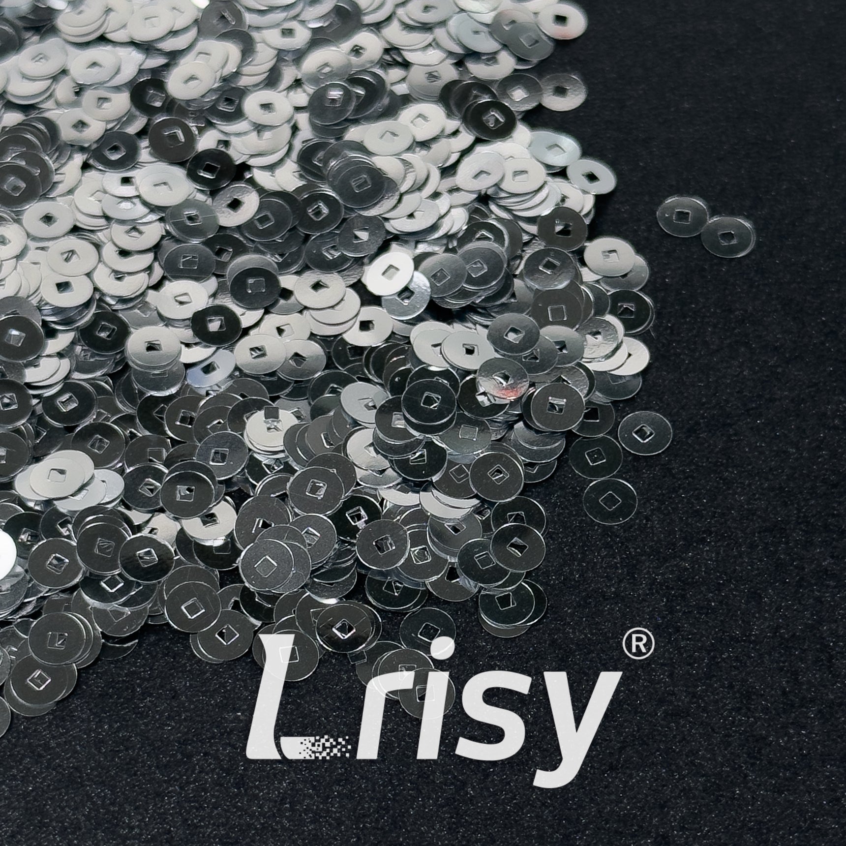 4mm Hollow Round Silver Glitter B0100