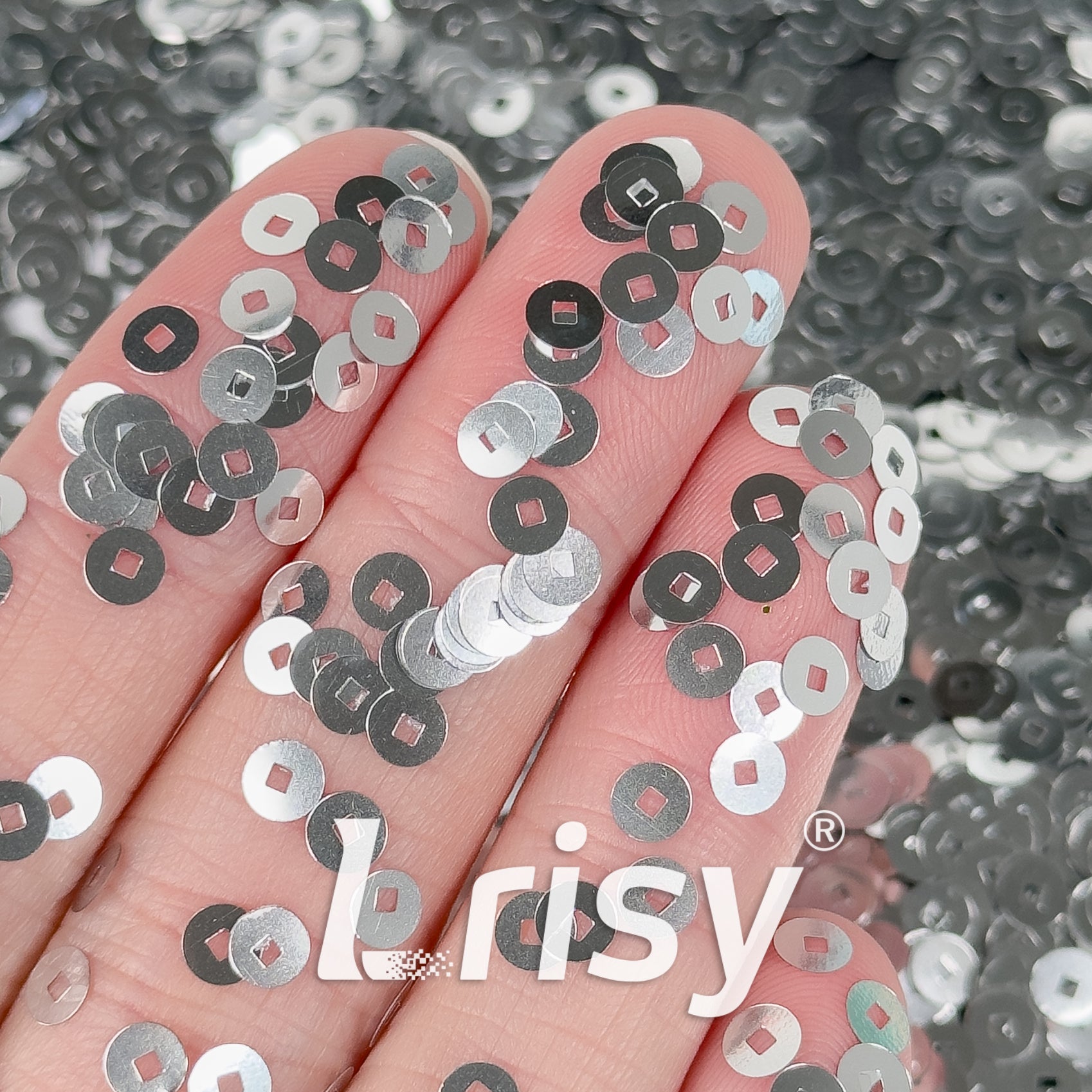 4mm Hollow Round Silver Glitter B0100