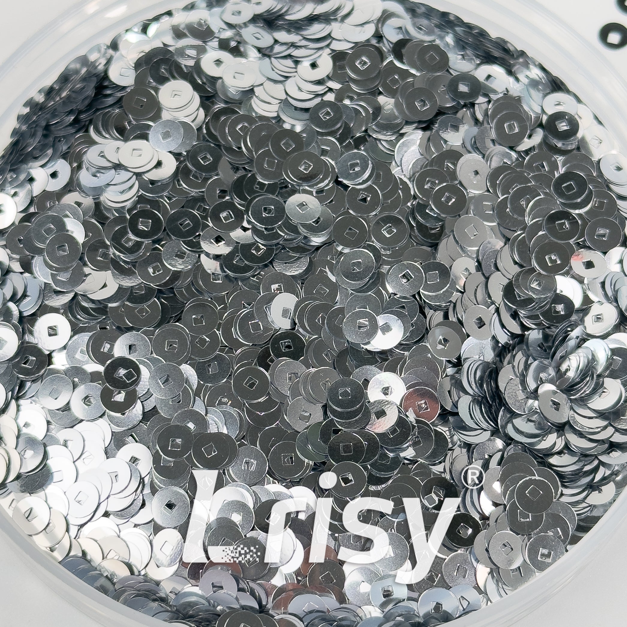 4mm Hollow Round Silver Glitter B0100