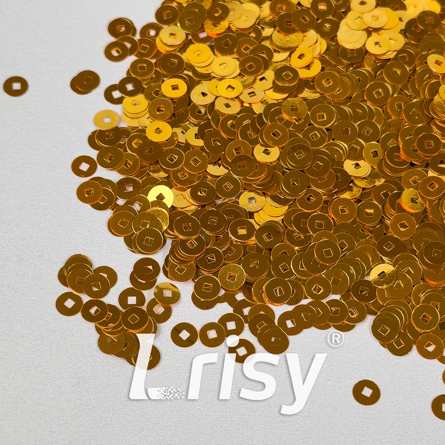 4mm Hollow Round Golden Glitter B0221