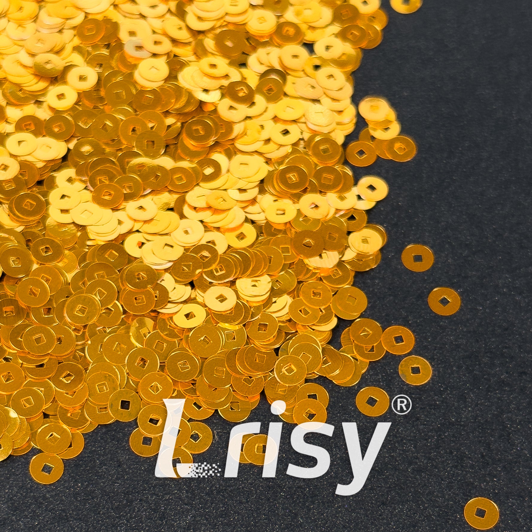 4mm Hollow Round Golden Glitter B0221