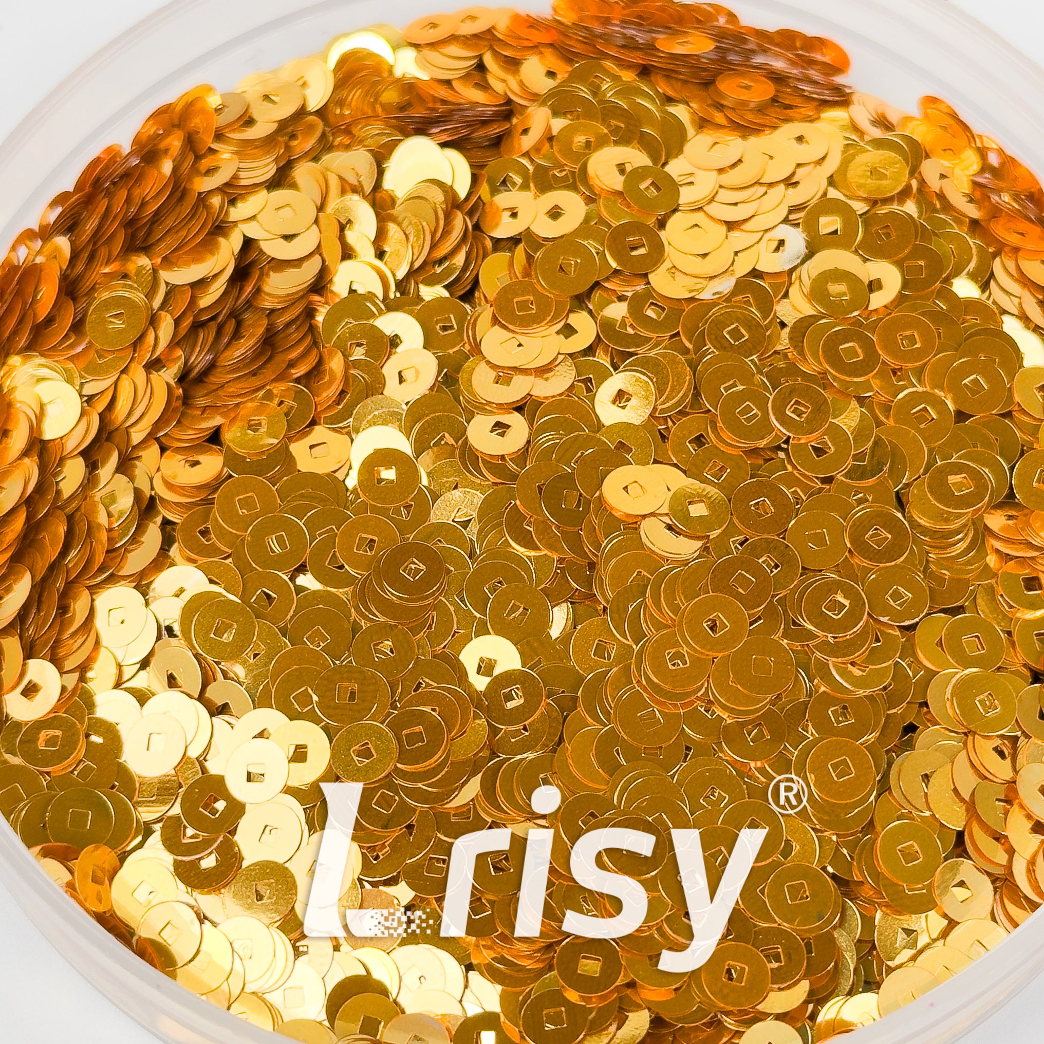 4mm Hollow Round Golden Glitter B0221