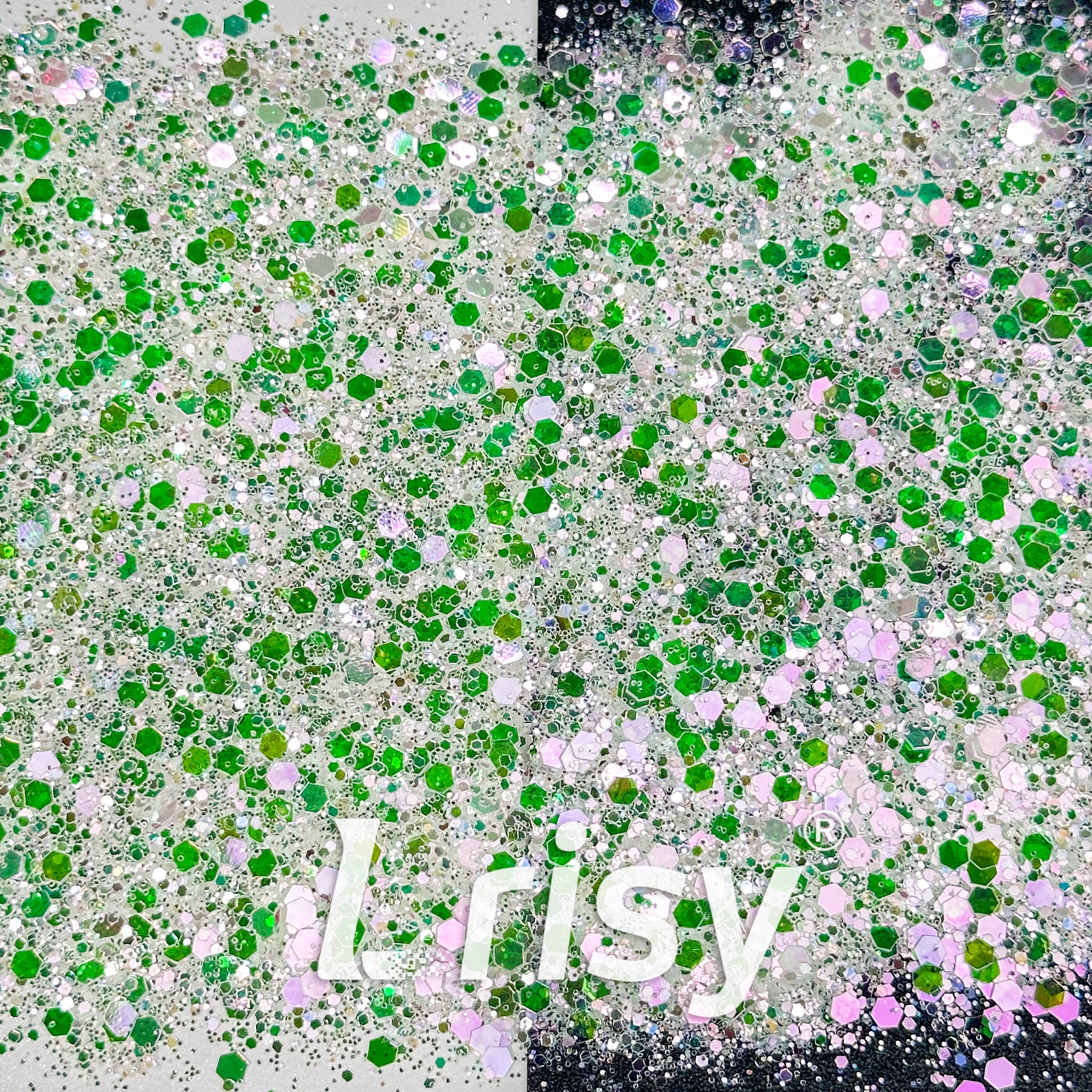 High Brightness Green and White Chunky Glitter 3705