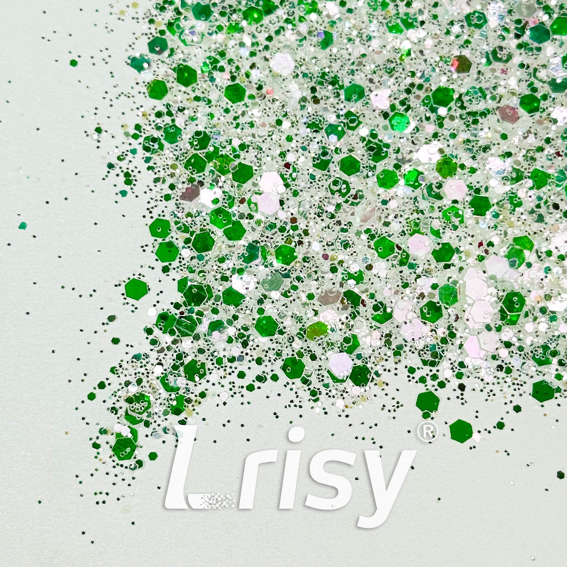 High Brightness Green and White Chunky Glitter 3705