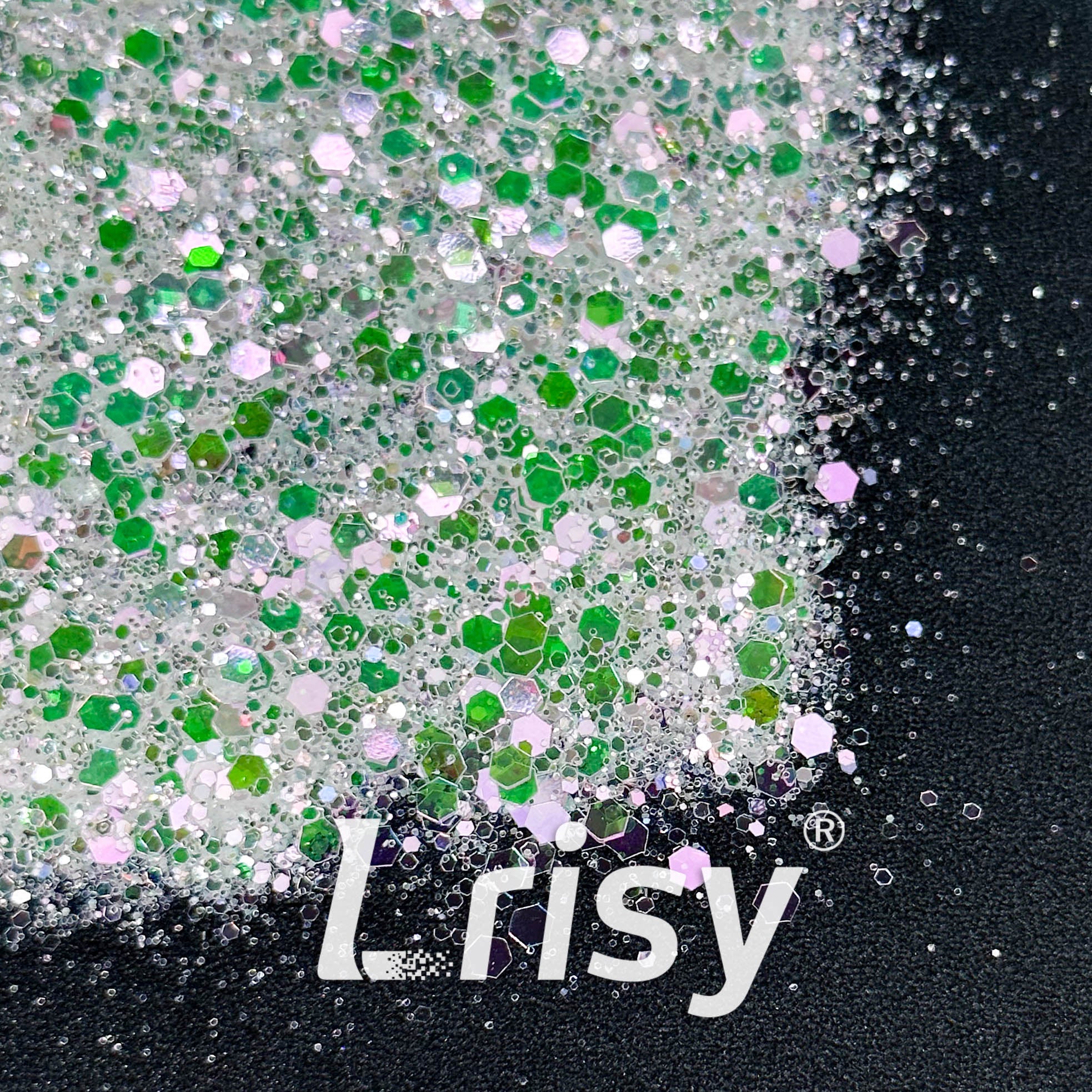 High Brightness Green and White Chunky Glitter 3705