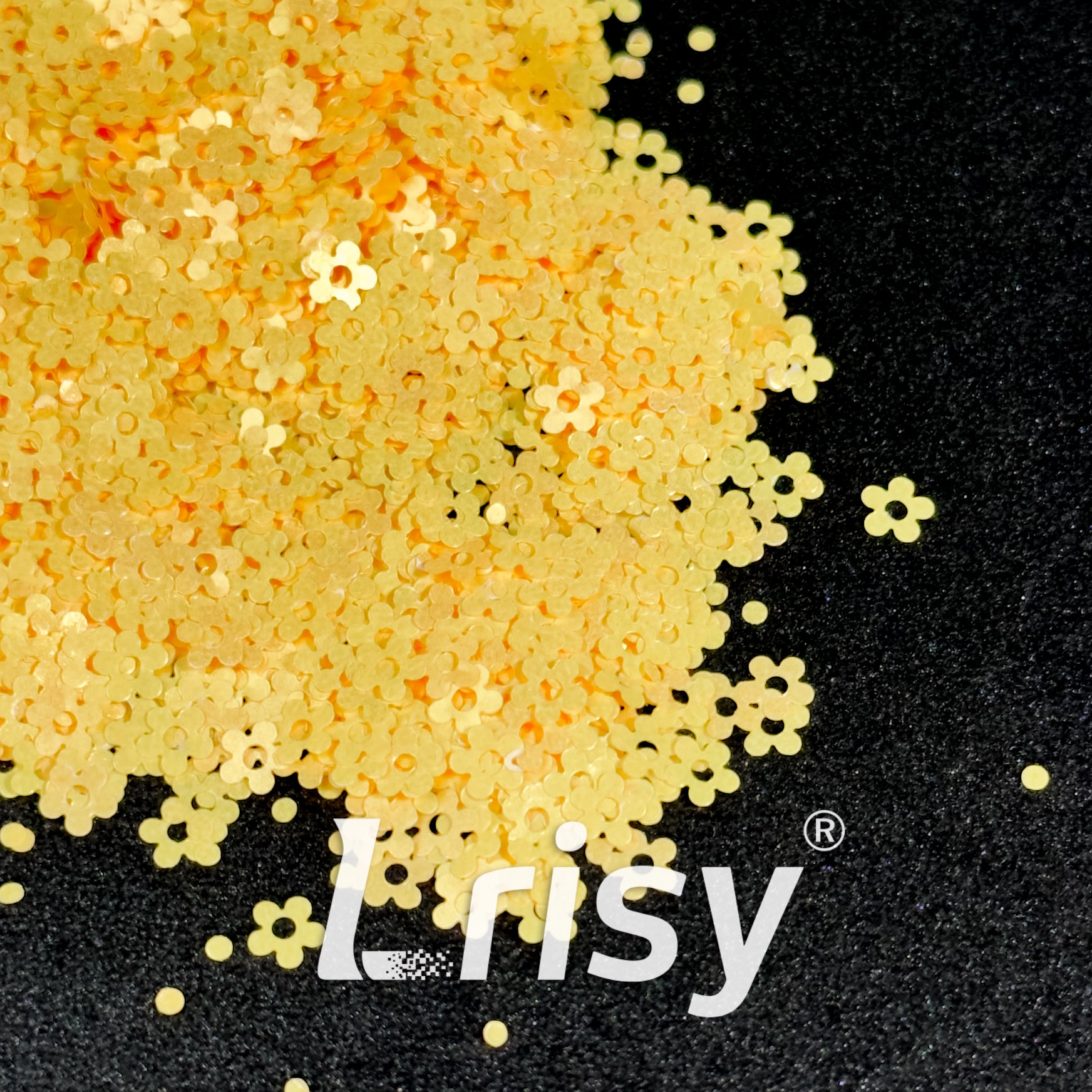 4mm Hollow Out Plum Flower Solvent Resistance Macaron Light Yellow Matte Glitter FC-SJ021