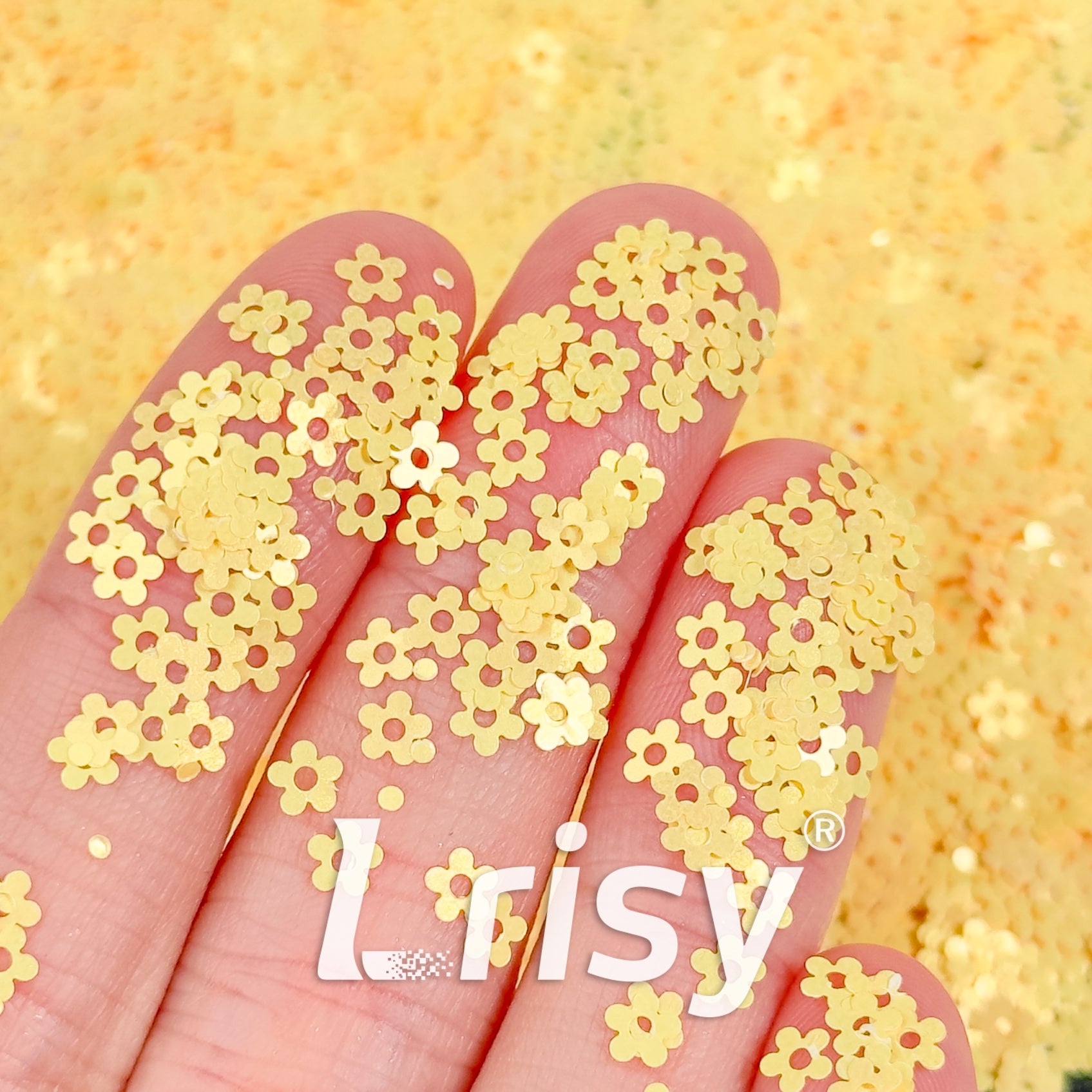 4mm Hollow Out Plum Flower Solvent Resistance Macaron Light Yellow Matte Glitter FC-SJ021