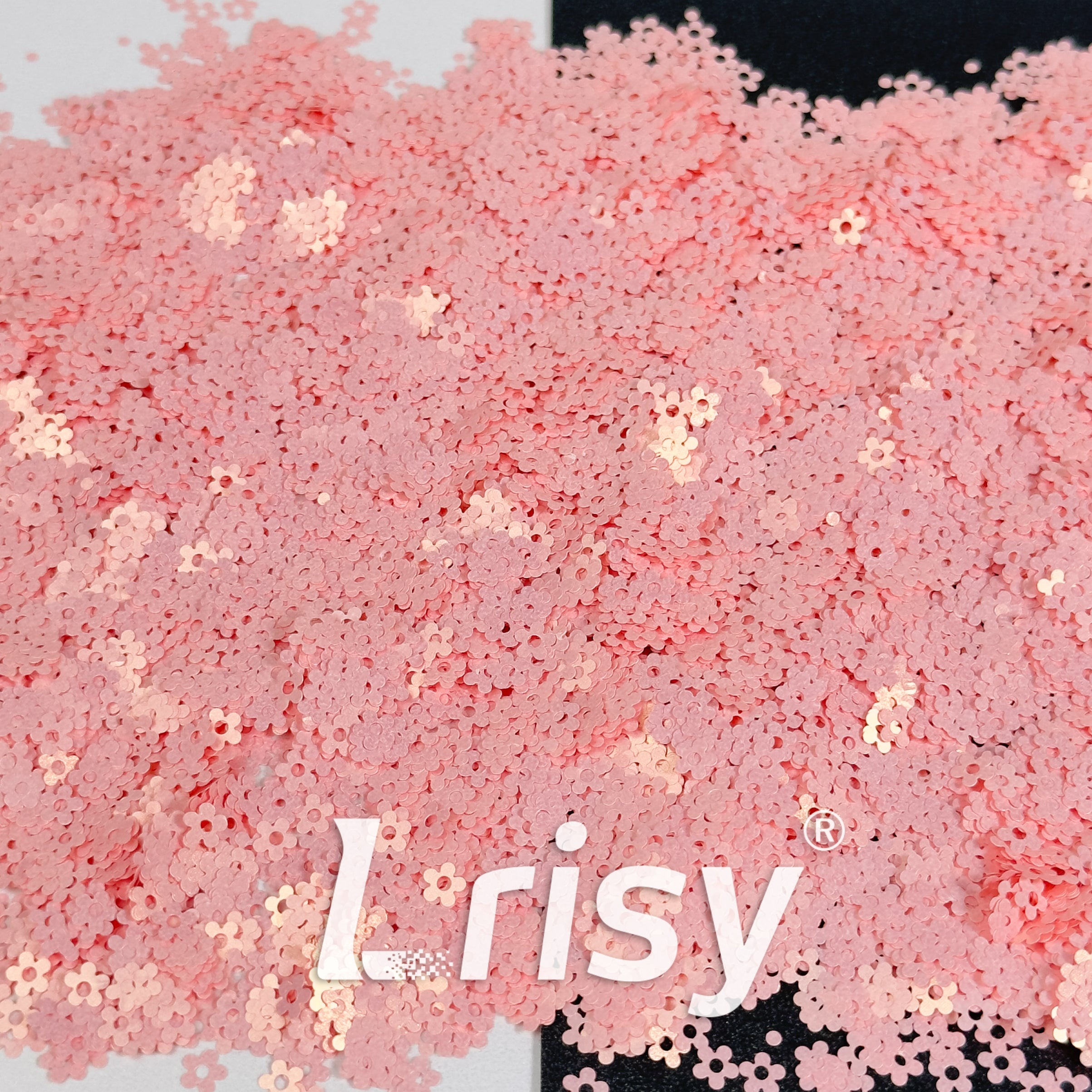 4mm Hollow Out Plum Flower Solvent Resistance Macaron Light Pink Matte Glitter FC-SJ033