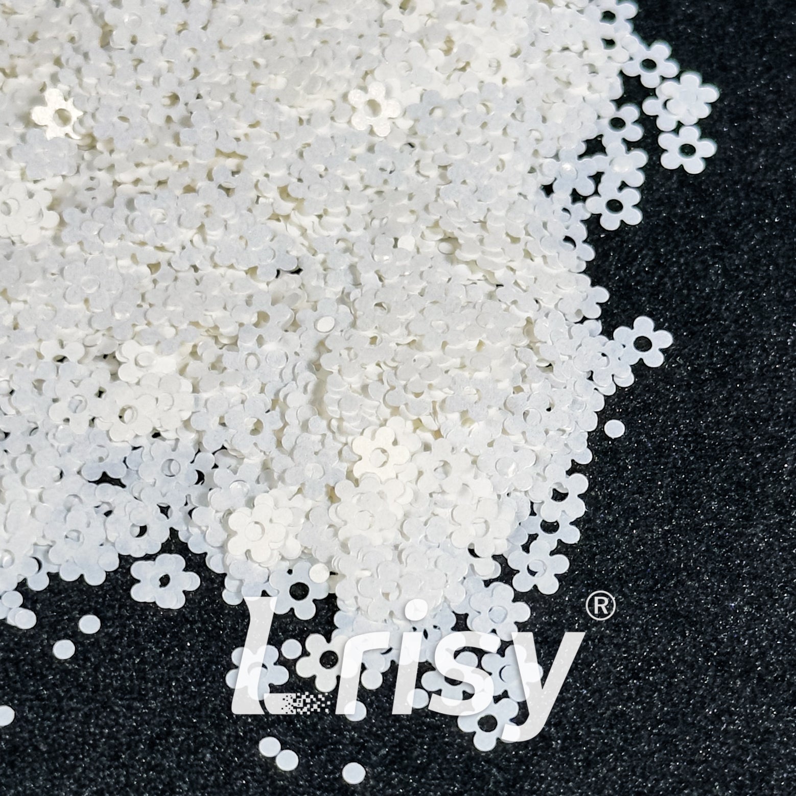 4mm Hollow Out Plum Flower Solvent Resistance White Glitter FC-SJ050