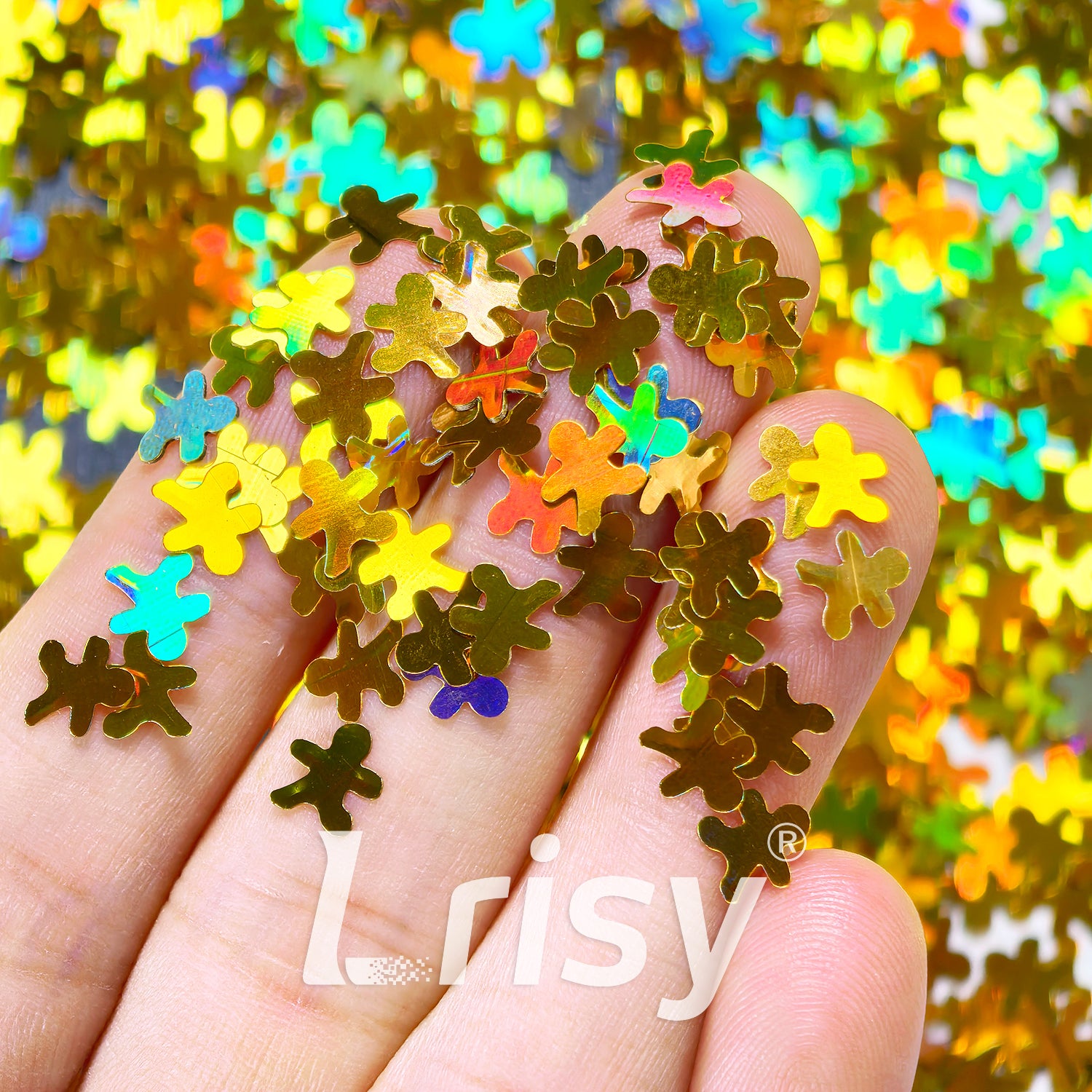 6mm Red Gold Gingerbread Man Shaped Glitter LB0200