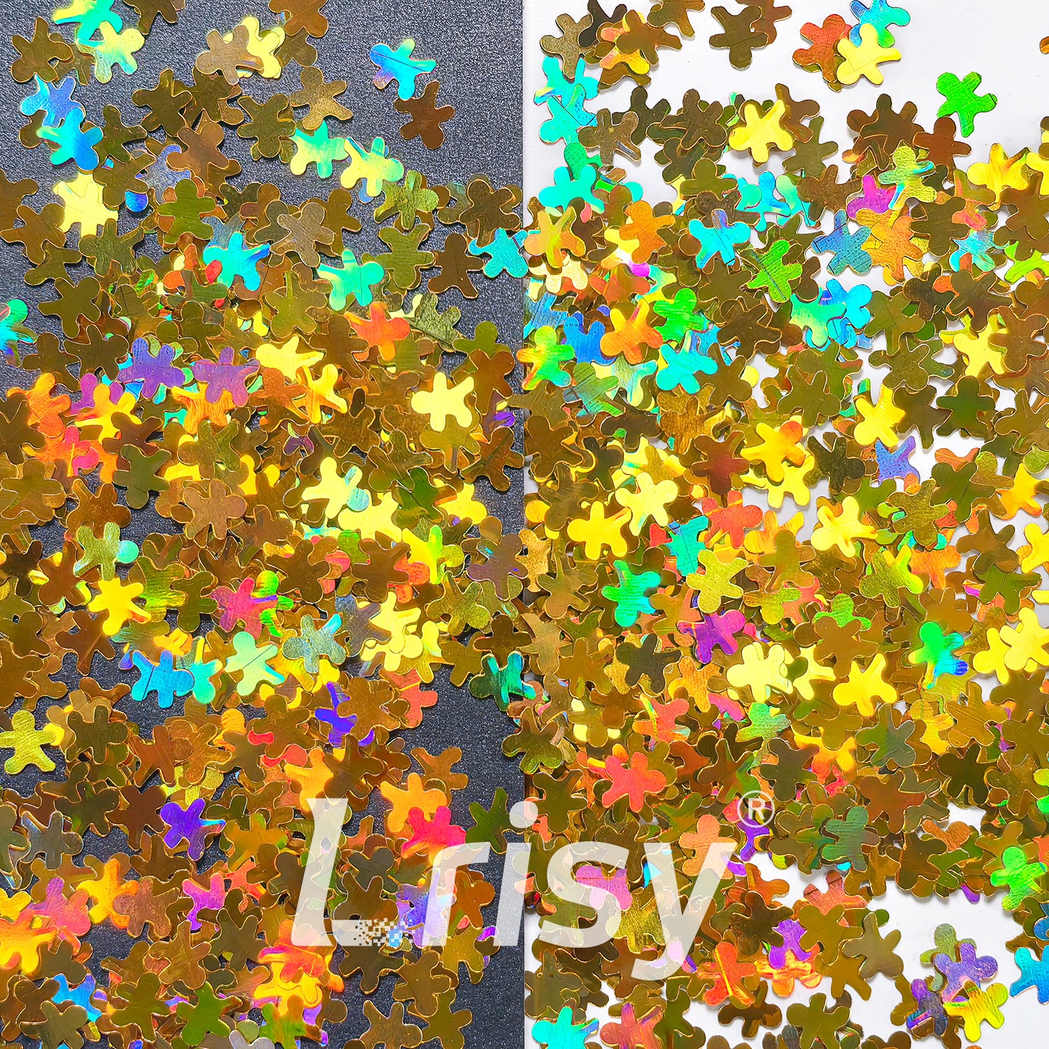 6mm Red Gold Gingerbread Man Shaped Glitter LB0200