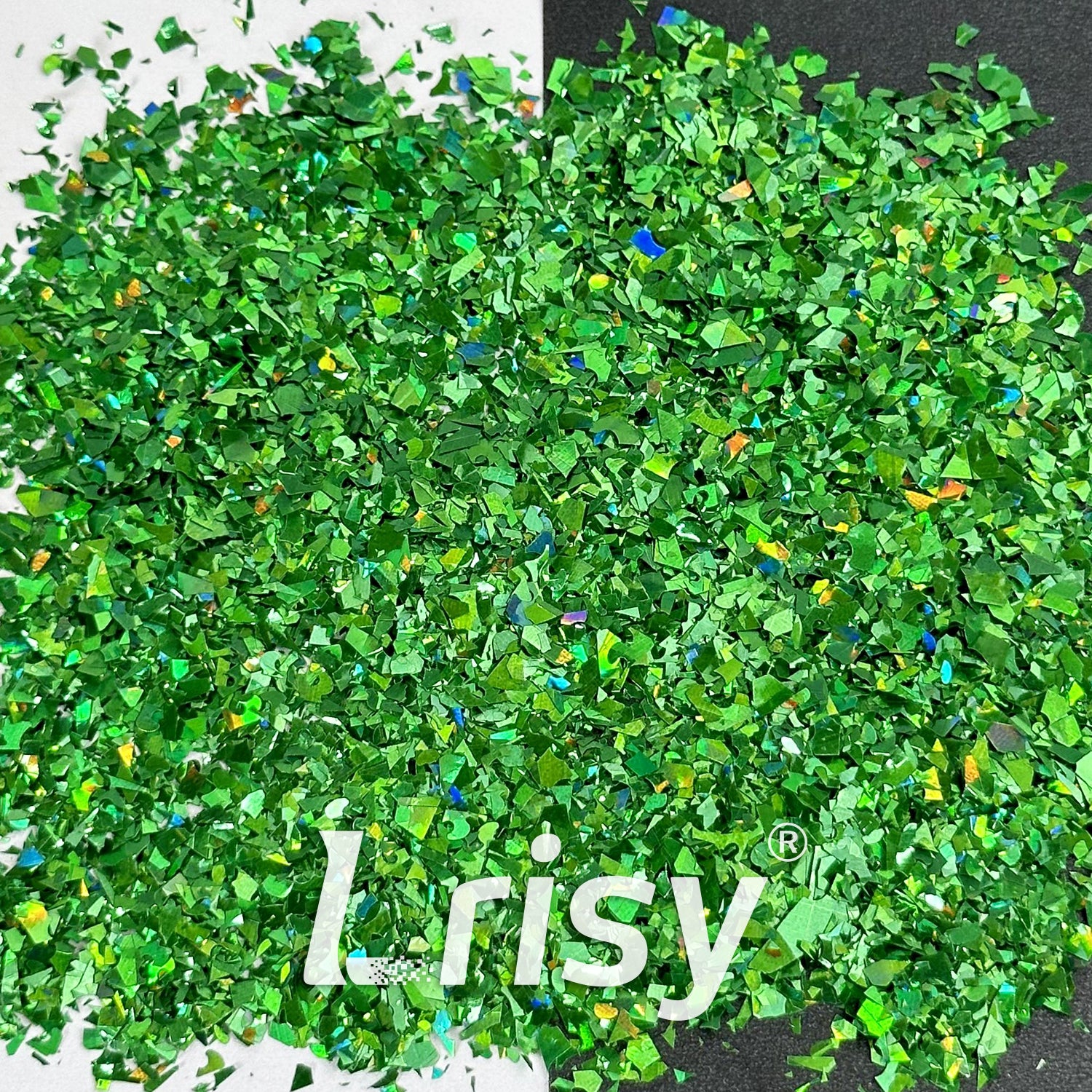 Holographic Dark Green Cellophane Glitter Flakes Holo Shards LB0600 4x4