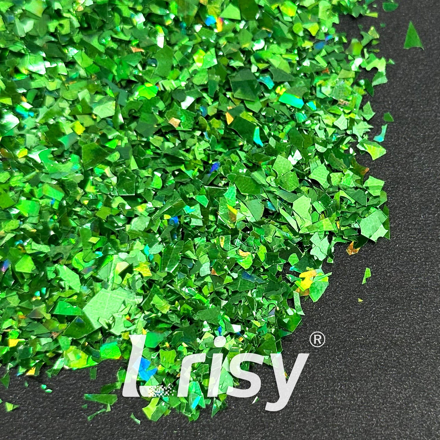 Holographic Dark Green Cellophane Glitter Flakes Holo Shards LB0600 4x4
