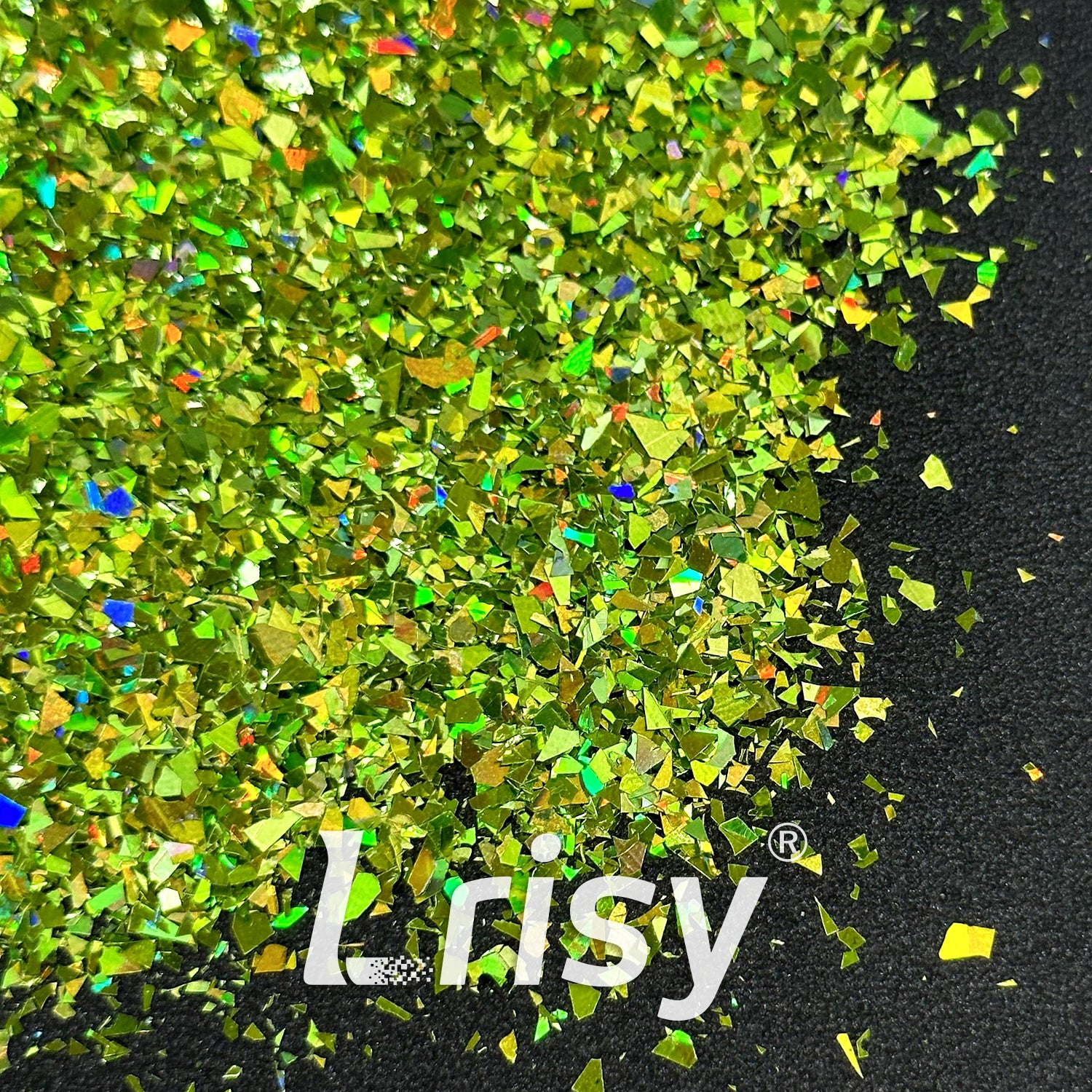 Holographic Light Green Cellophane Glitter Flakes Holo Shards LB0601 4x4