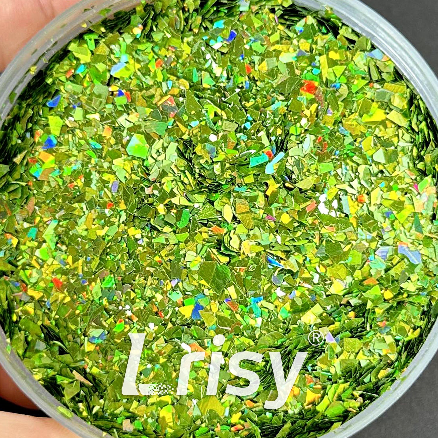 Holographic Light Green Cellophane Glitter Flakes Holo Shards LB0601 4x4