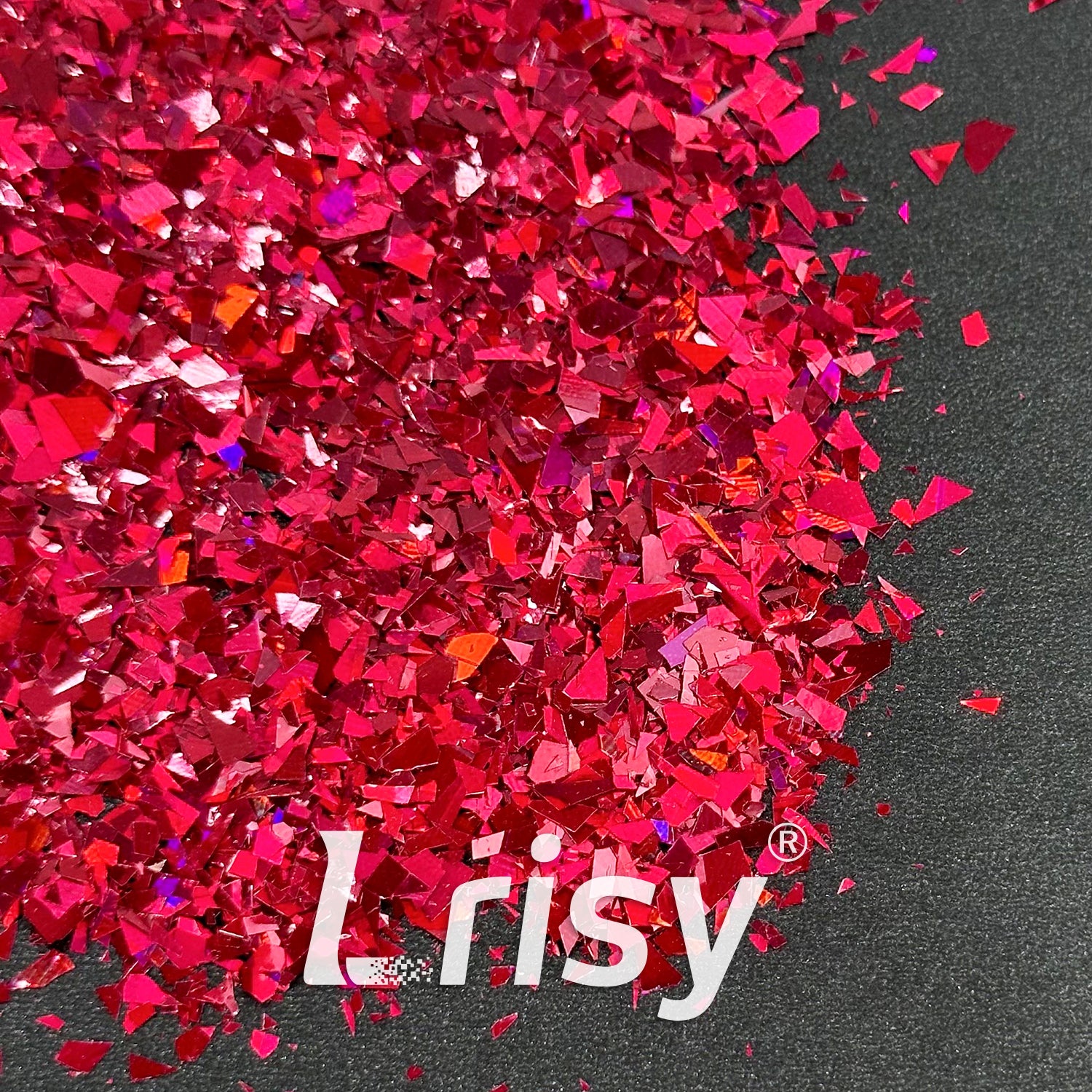 Holographic Rose Red Cellophane Glitter Flakes Holo Shards LB0912 4x4