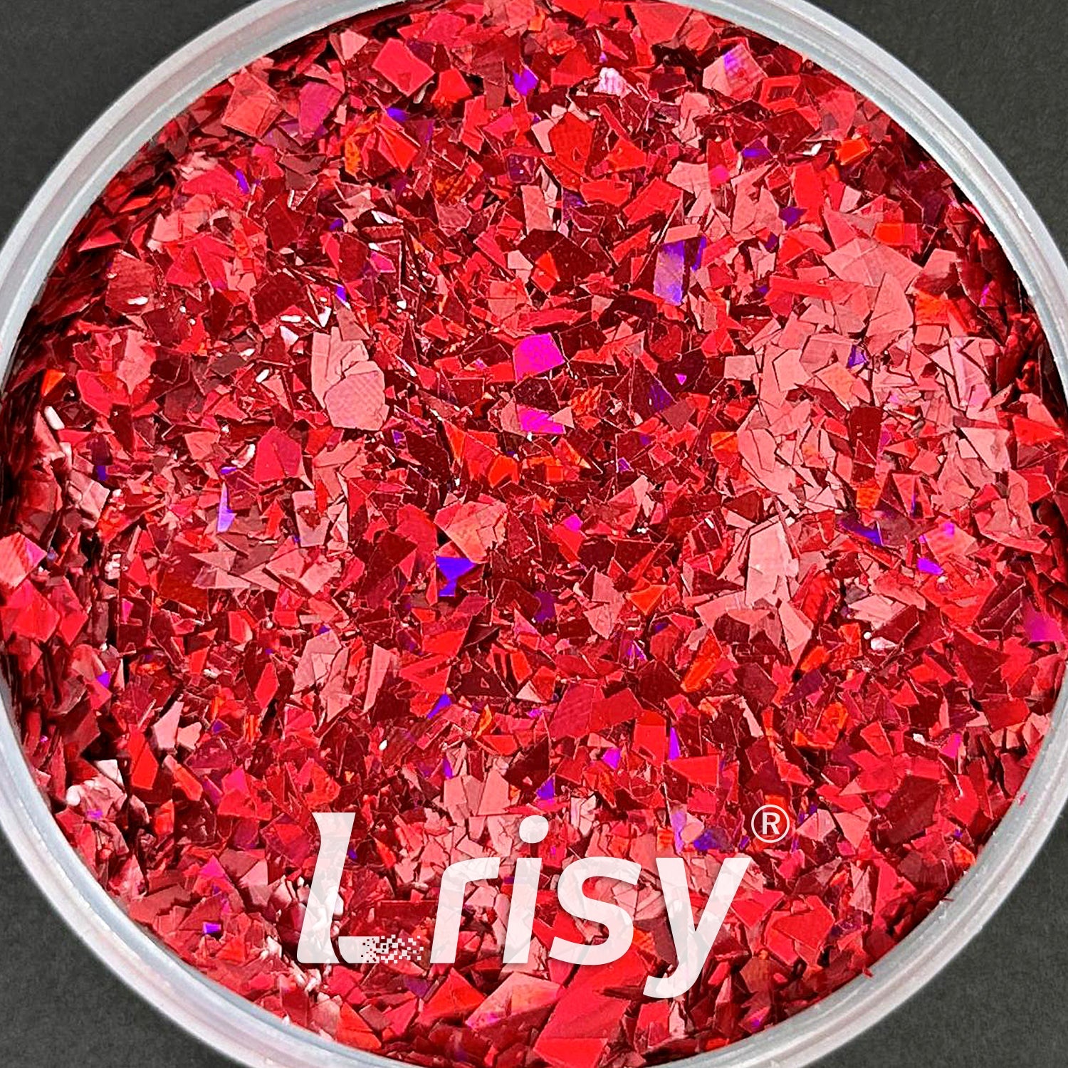 Holographic Rose Red Cellophane Glitter Flakes Holo Shards LB0912 4x4