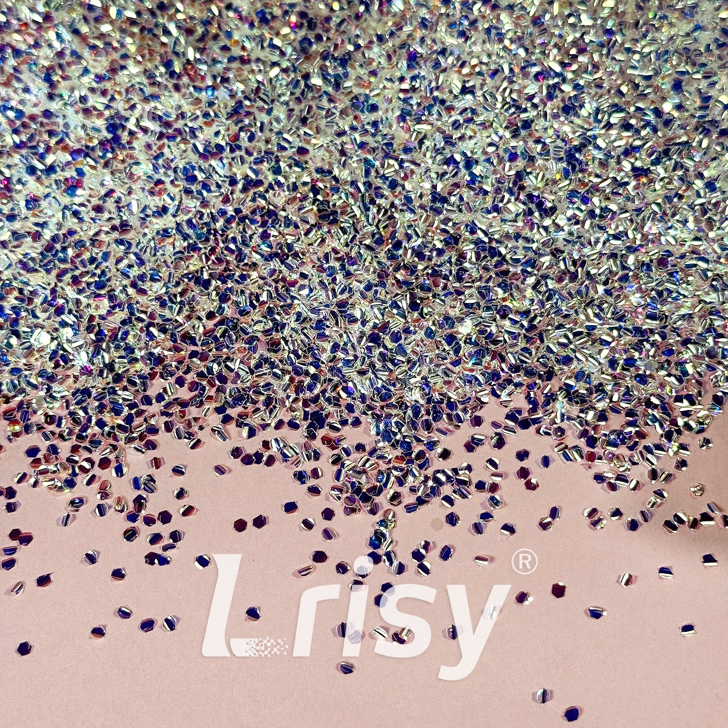 2mm Translucent Purple Orange and White 3D Concave Stereo Hexagon Glitter LLG001A