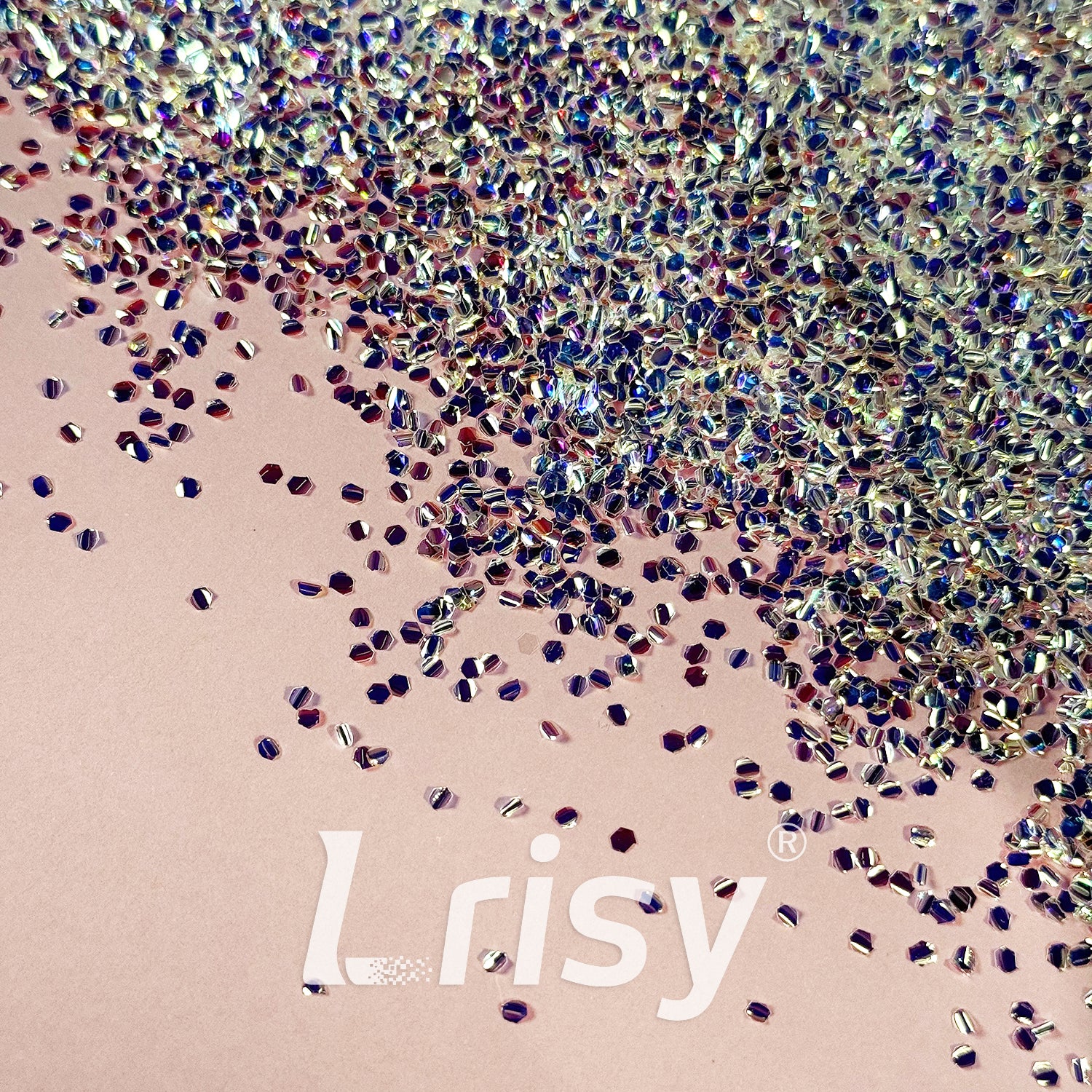 2mm Translucent Purple Orange and White 3D Concave Stereo Hexagon Glitter LLG001A