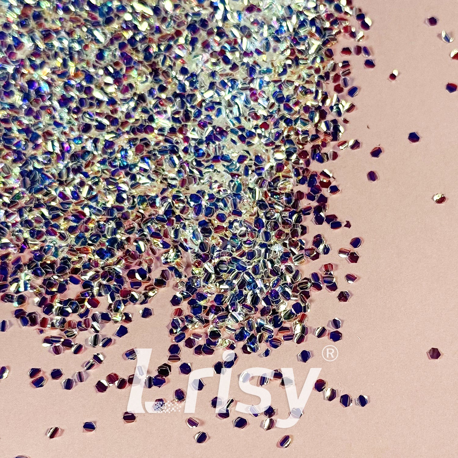 2mm Translucent Purple Orange and White 3D Concave Stereo Hexagon Glitter LLG001A