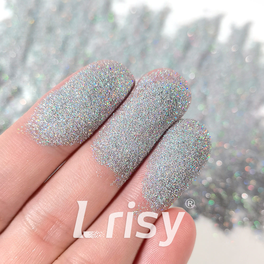 0.025mm Solvent Resistance Super Ultra-thin Fine Light Silver Holographic Glitter LST0100