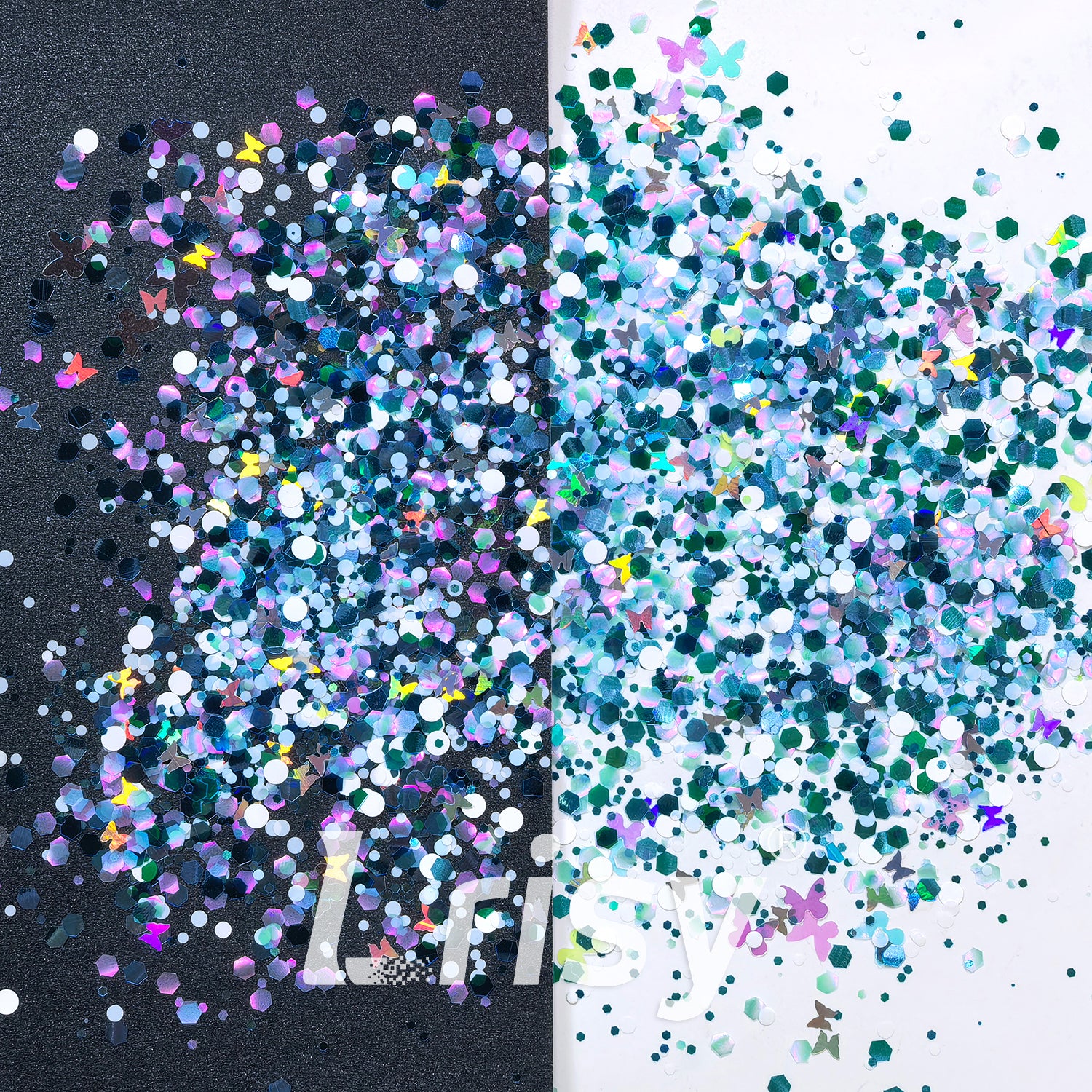 Aurora Blue Butterfly Custom Mixed Glitter LXT018