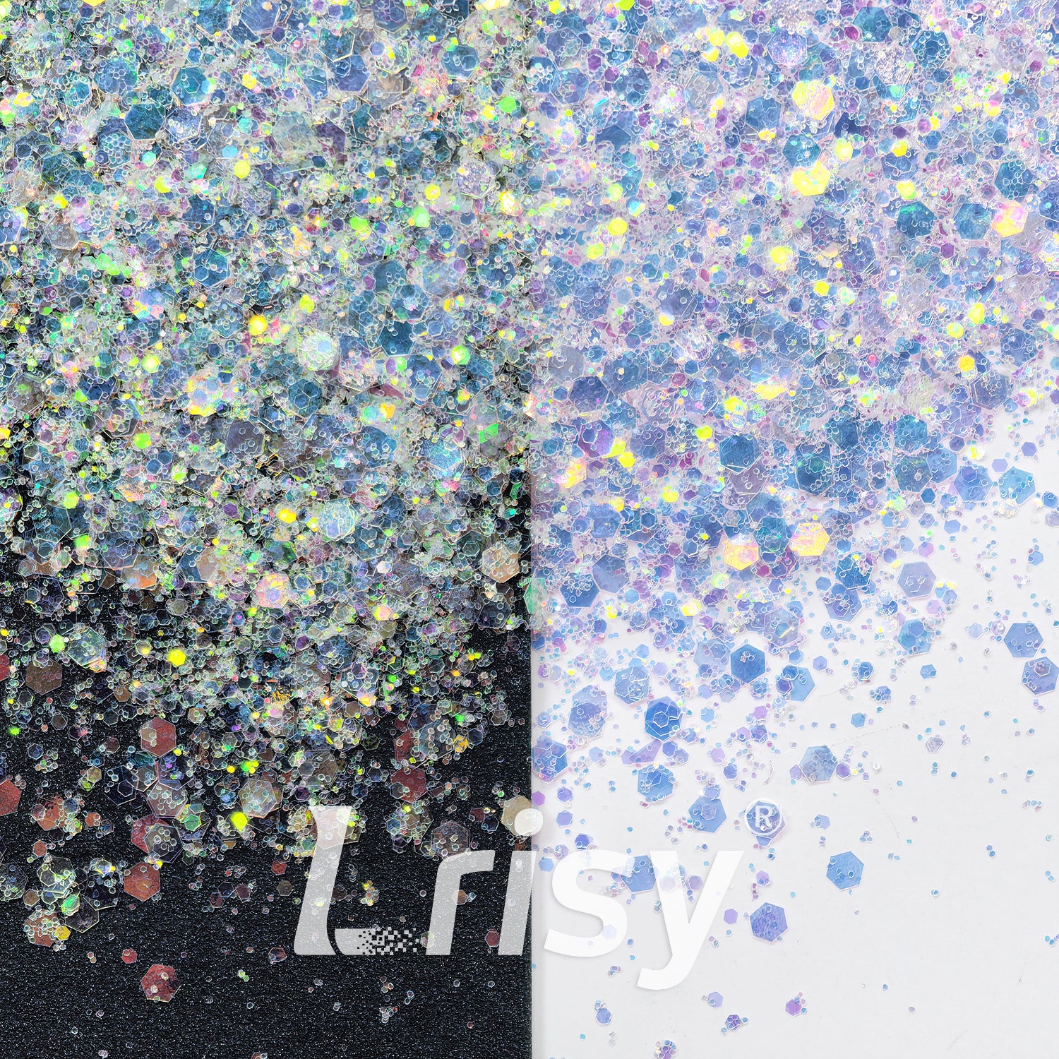 General Mixed Iridescent White Dream Blue Glitter C004