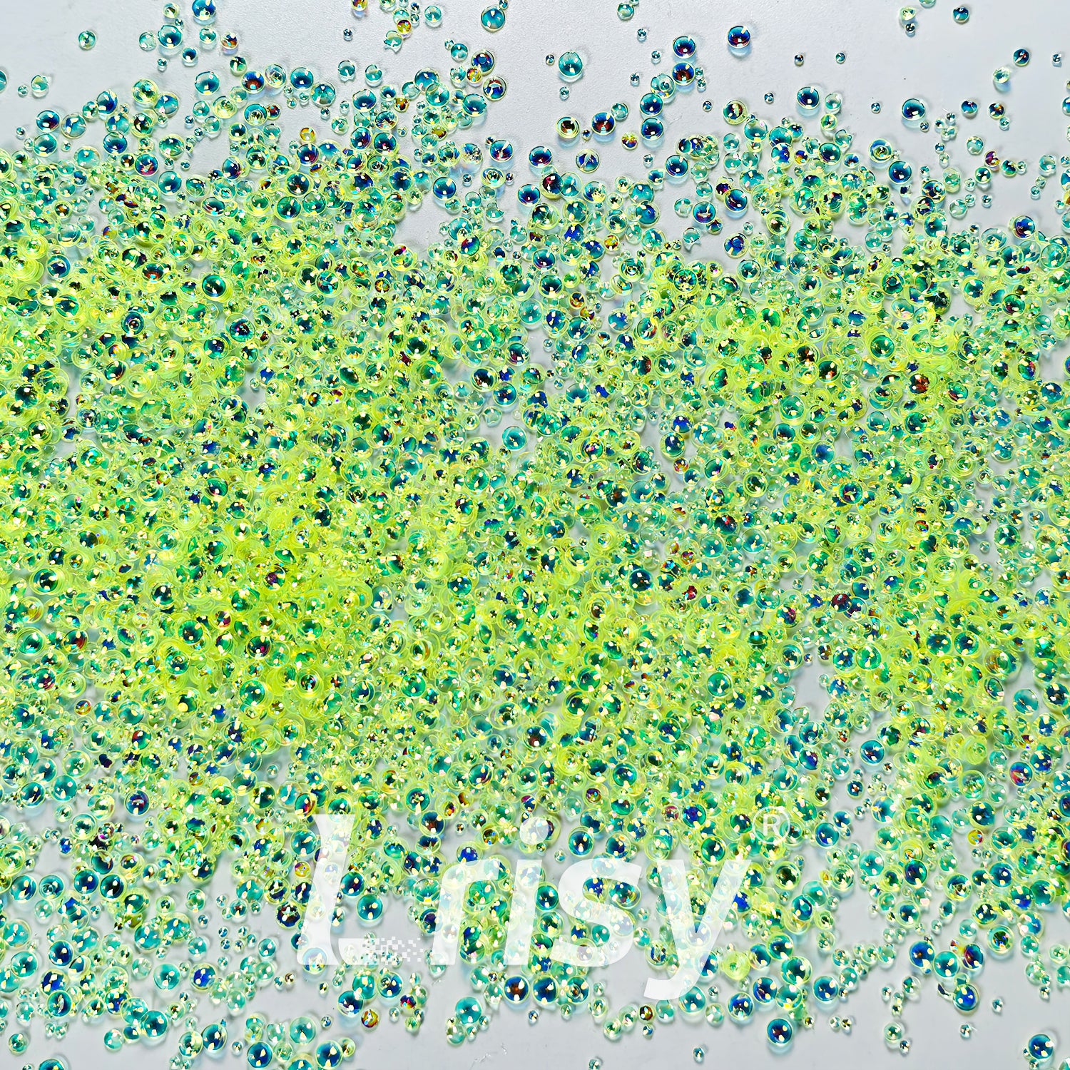 Mixed Iridescent Fluorescent Yellow 3D Fisheye Bubble Glitter PG01