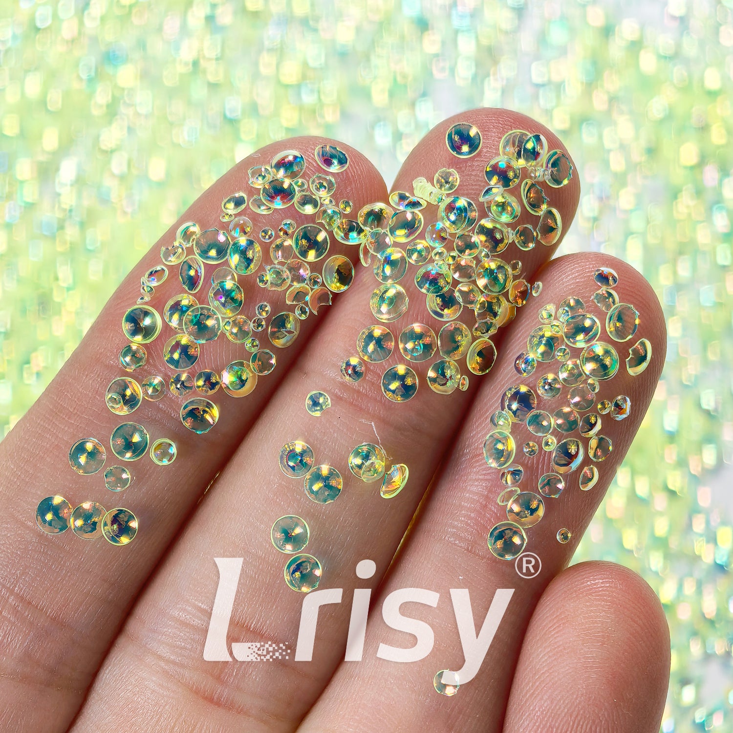 Mixed Iridescent Fluorescent Yellow 3D Fisheye Bubble Glitter PG01
