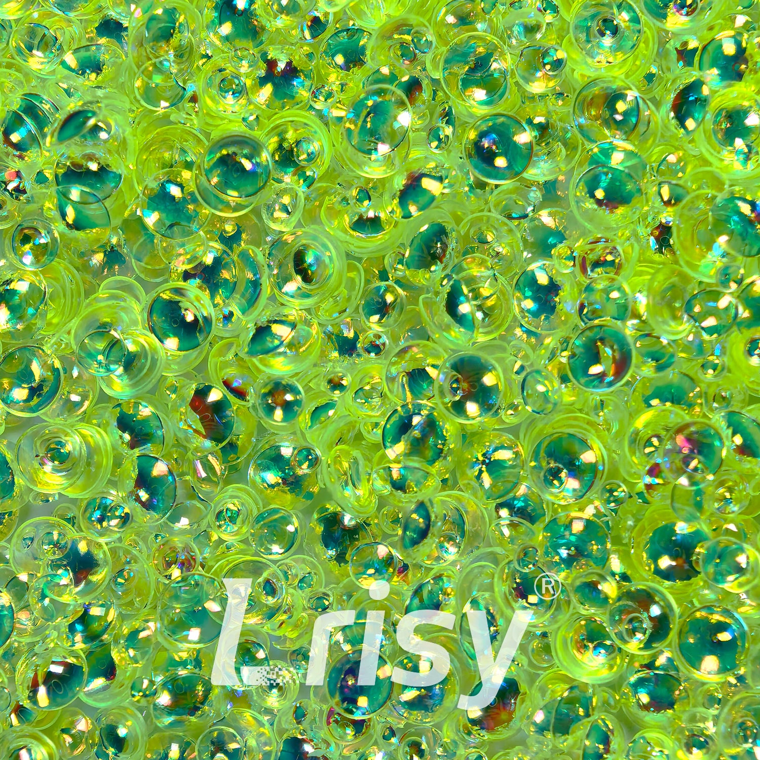 Mixed Iridescent Fluorescent Yellow 3D Fisheye Bubble Glitter PG01