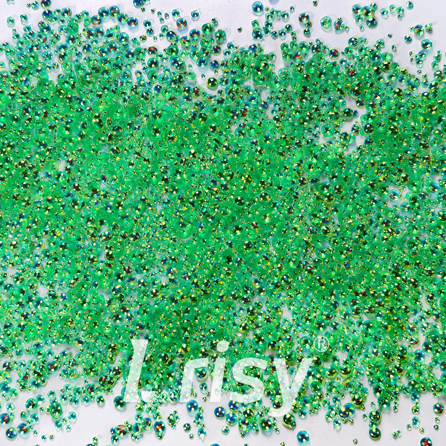 Mixed Iridescent Green 3D Fisheye Bubble Glitter PG02