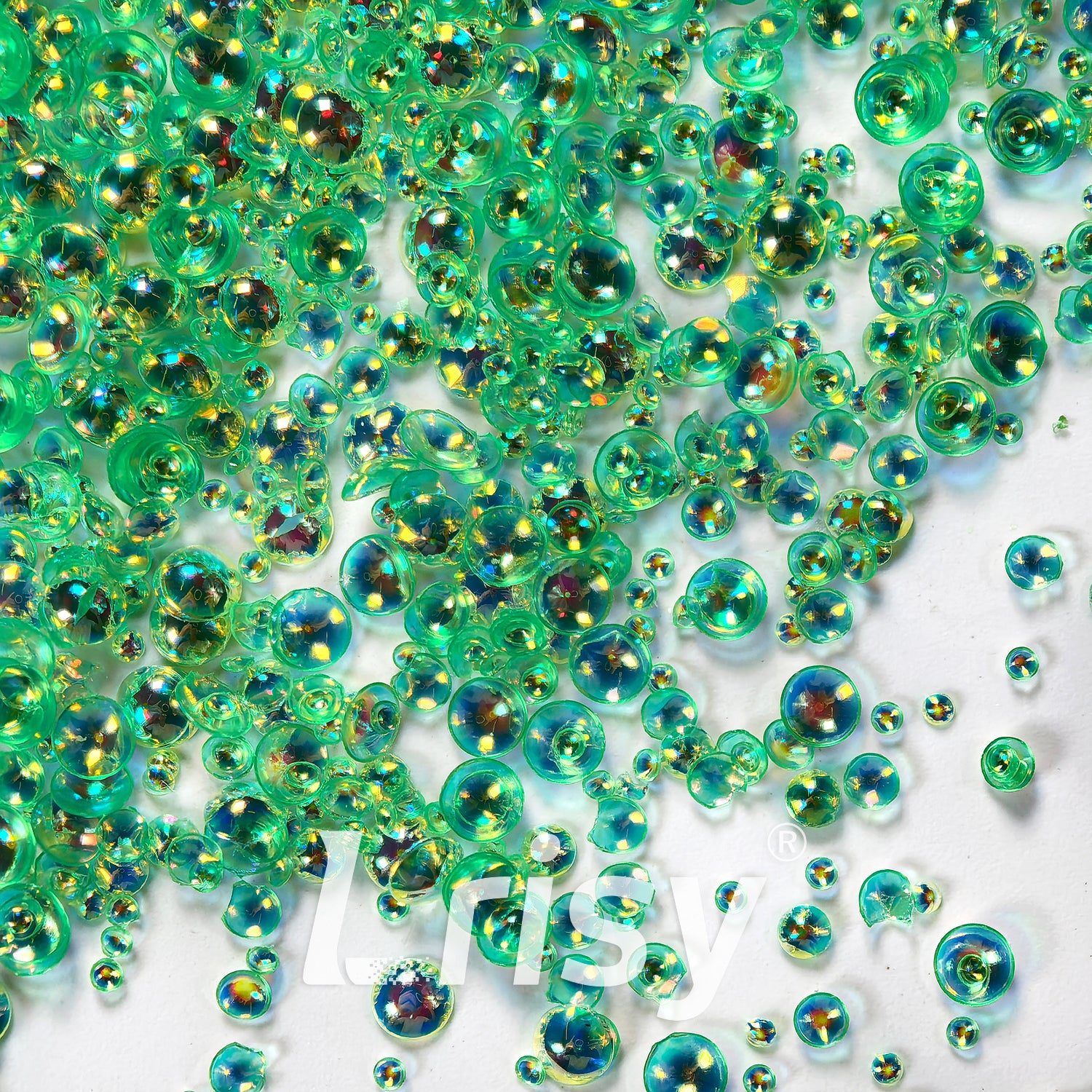 Mixed Iridescent Green 3D Fisheye Bubble Glitter PG02