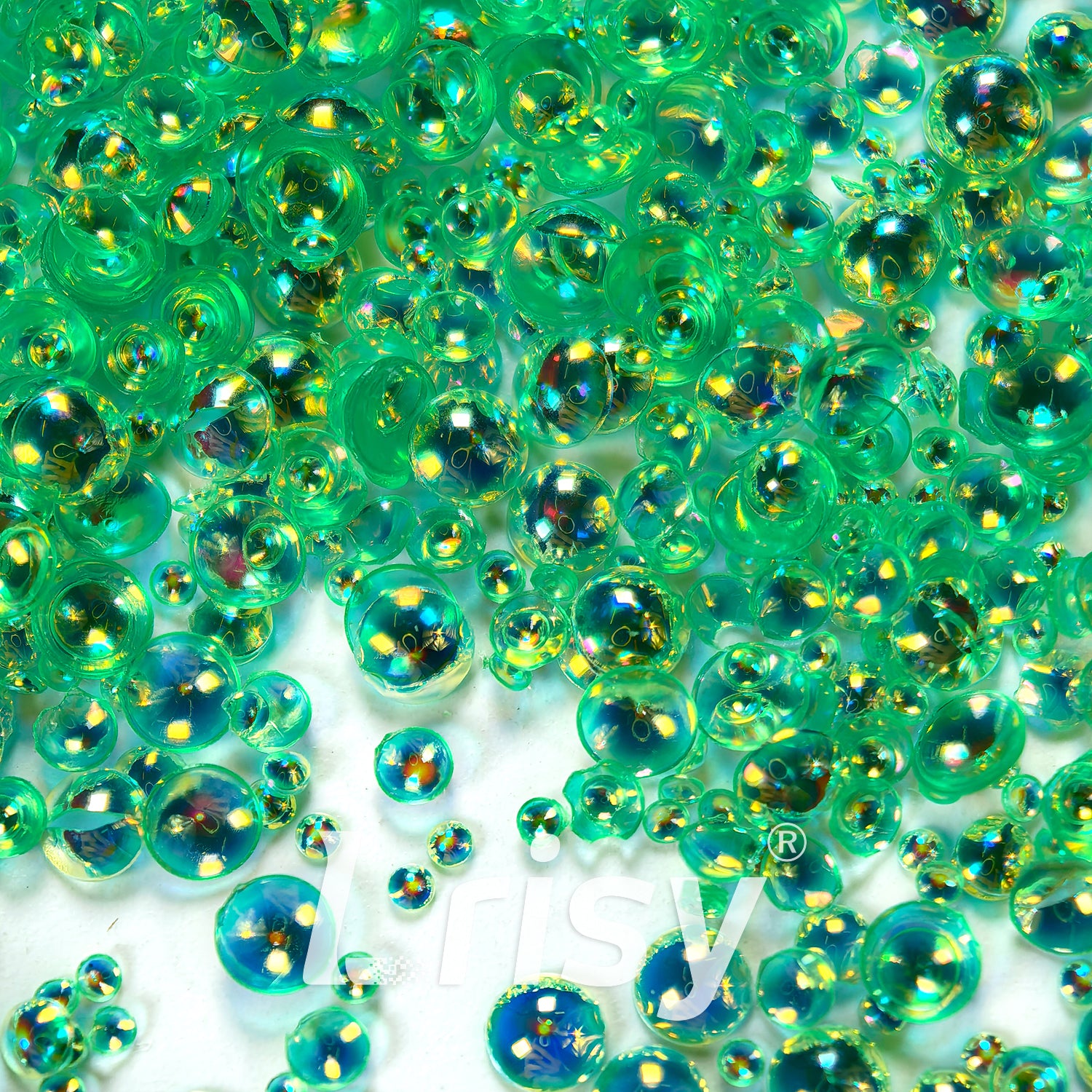 Mixed Iridescent Green 3D Fisheye Bubble Glitter PG02