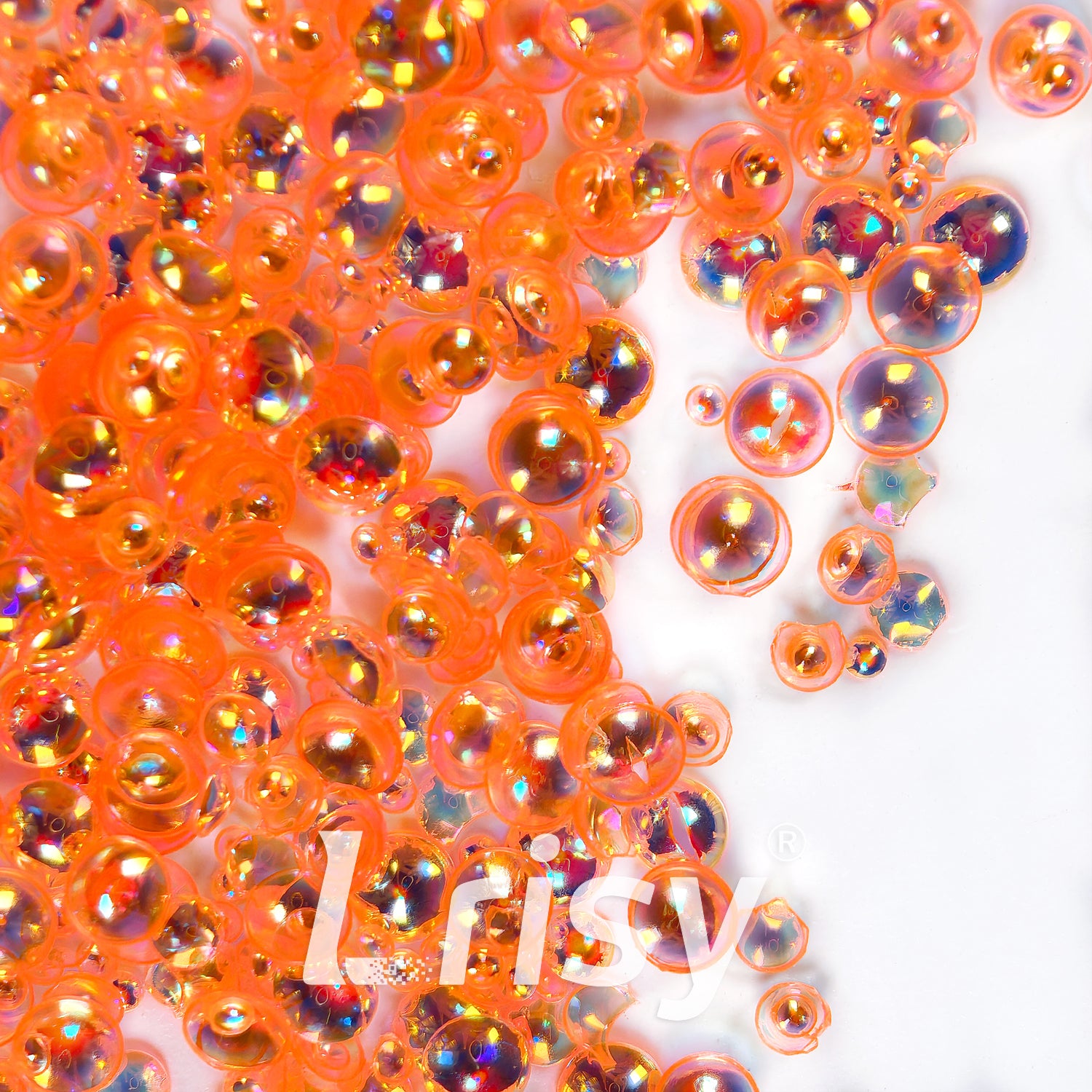 Mixed Iridescent Orange 3D Fisheye Bubble Glitter PG04