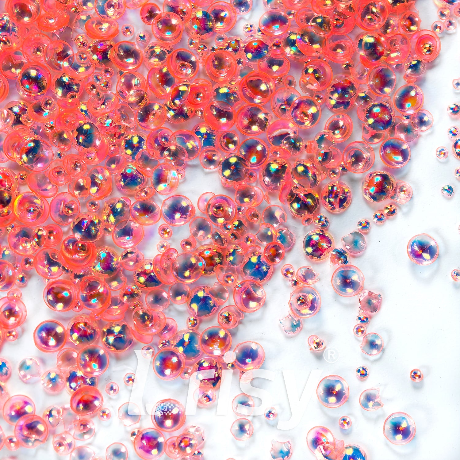 Mixed Iridescent Orange Red 3D Fisheye Bubble Glitter PG06