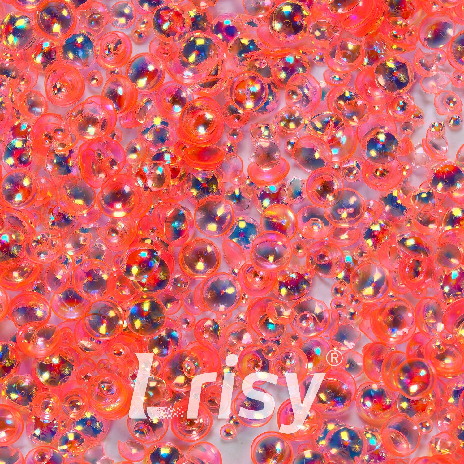 Mixed Iridescent Orange Red 3D Fisheye Bubble Glitter PG06
