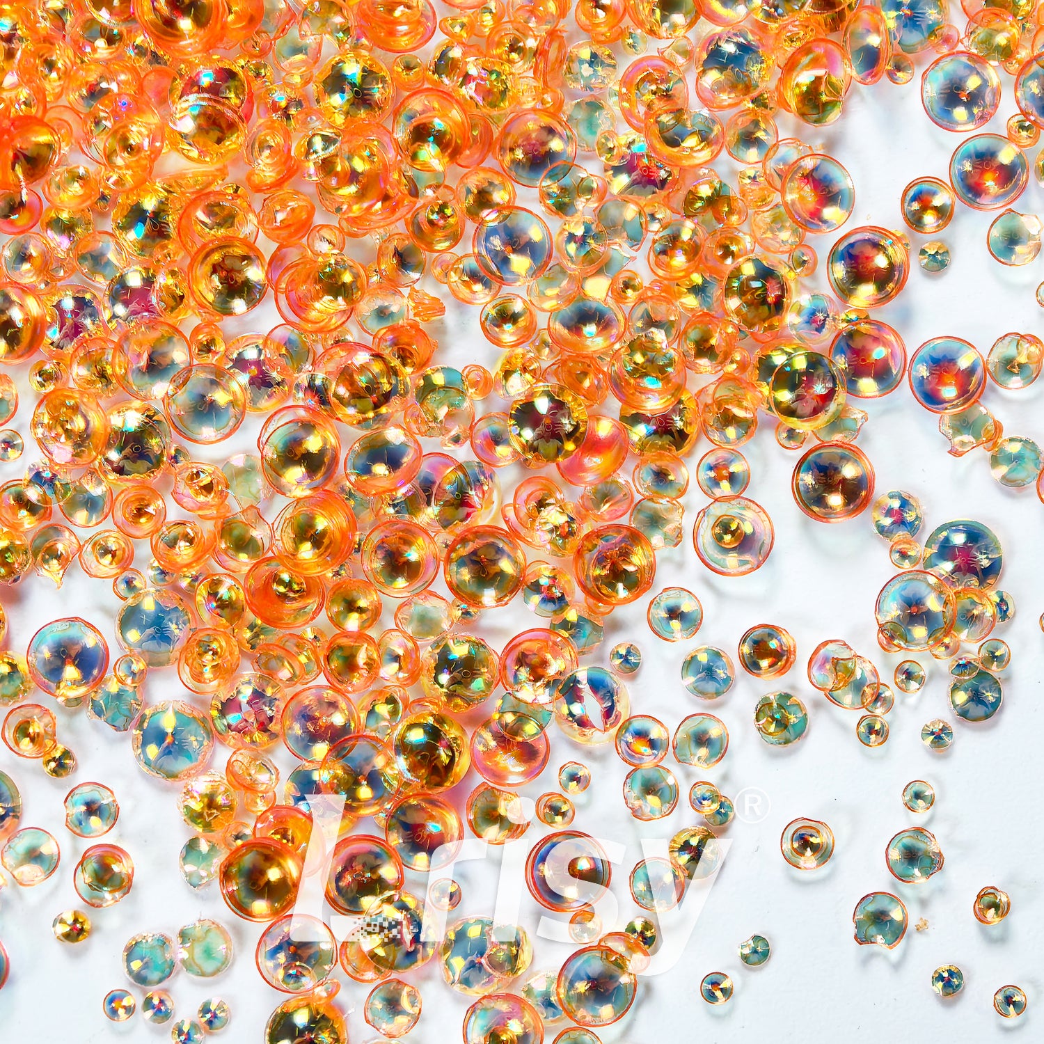 Mixed Iridescent Dark Orange 3D Fisheye Bubble Glitter PG07