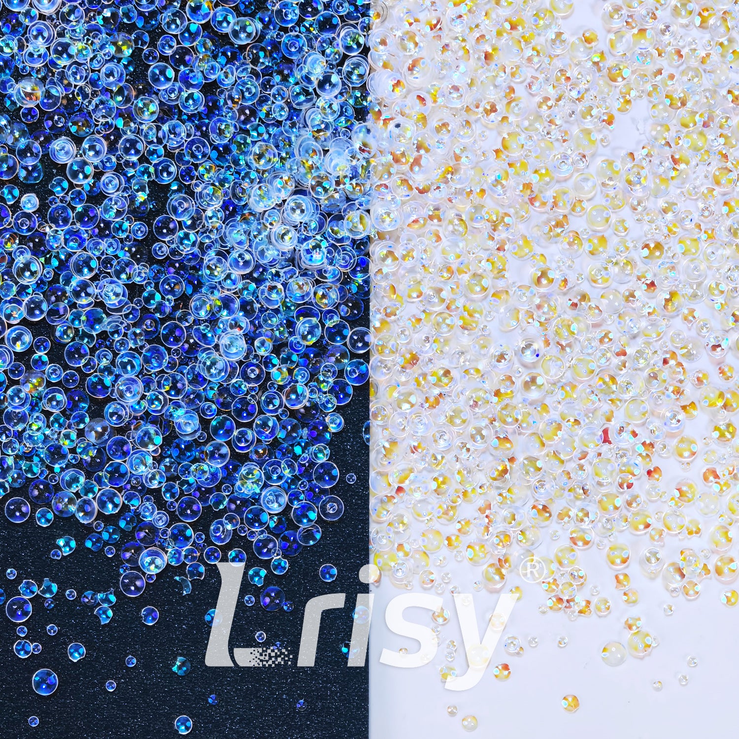 Mixed Iridescent Deep Blue With White 3D Fisheye Bubble Glitter PGY06