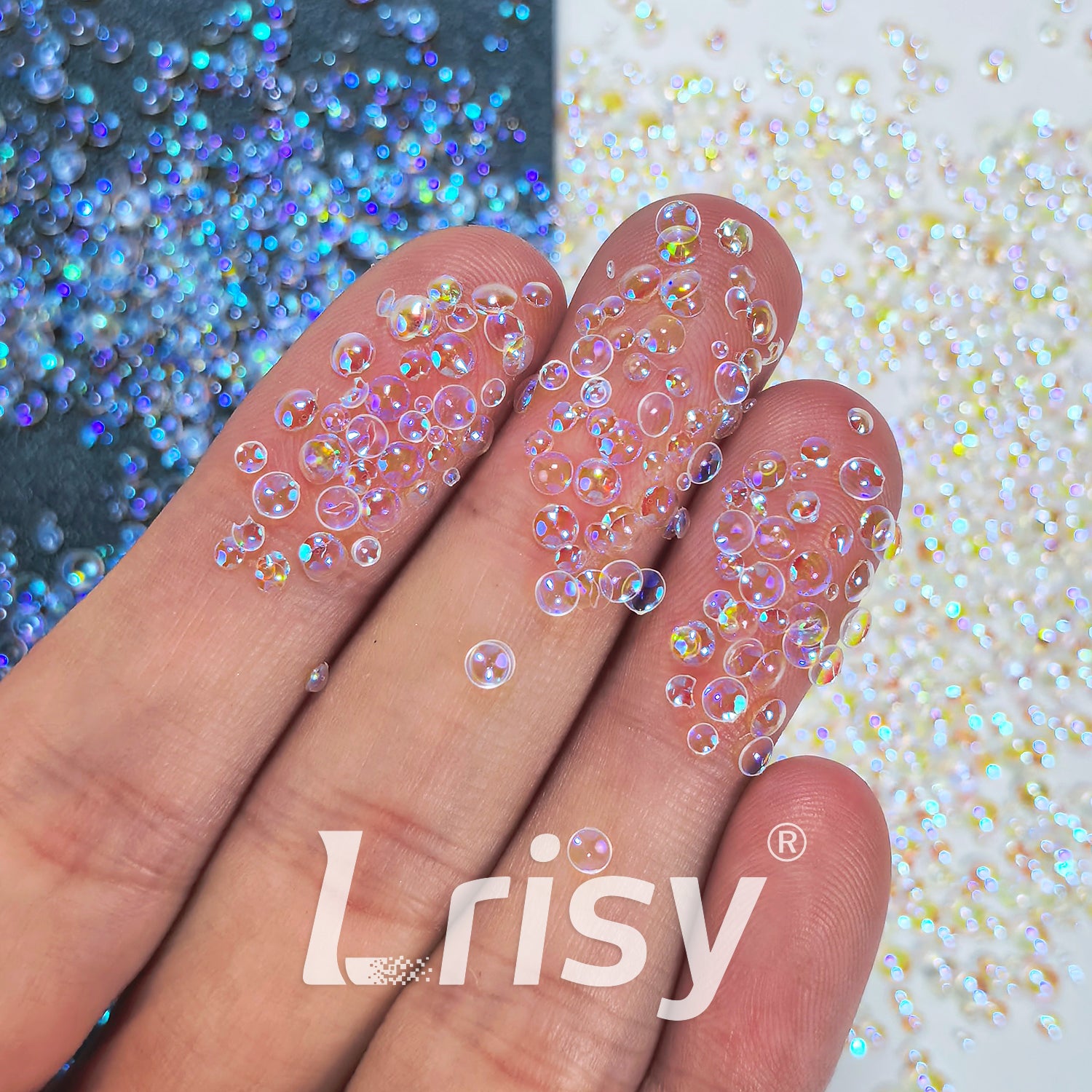 Mixed Iridescent Deep Blue With White 3D Fisheye Bubble Glitter PGY06