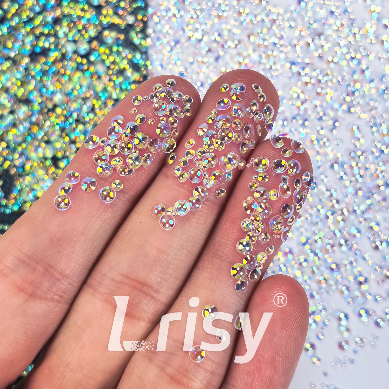 Mixed Iridescent Green With White 3D Fisheye Bubble Glitter PGY07