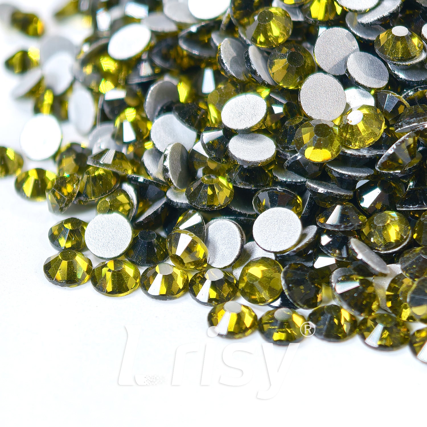 (O)Olive Green (Olivine) Flat Back Rhinestones FBRS008