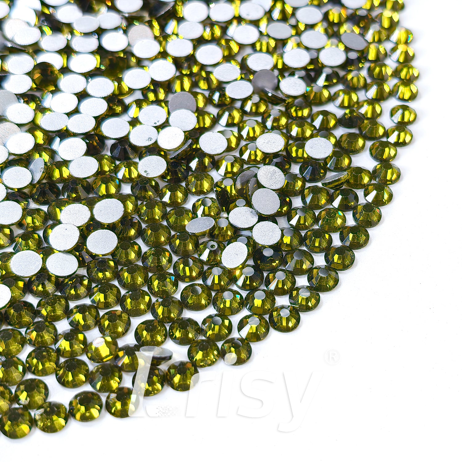 (O)Olive Green (Olivine) Flat Back Rhinestones FBRS008